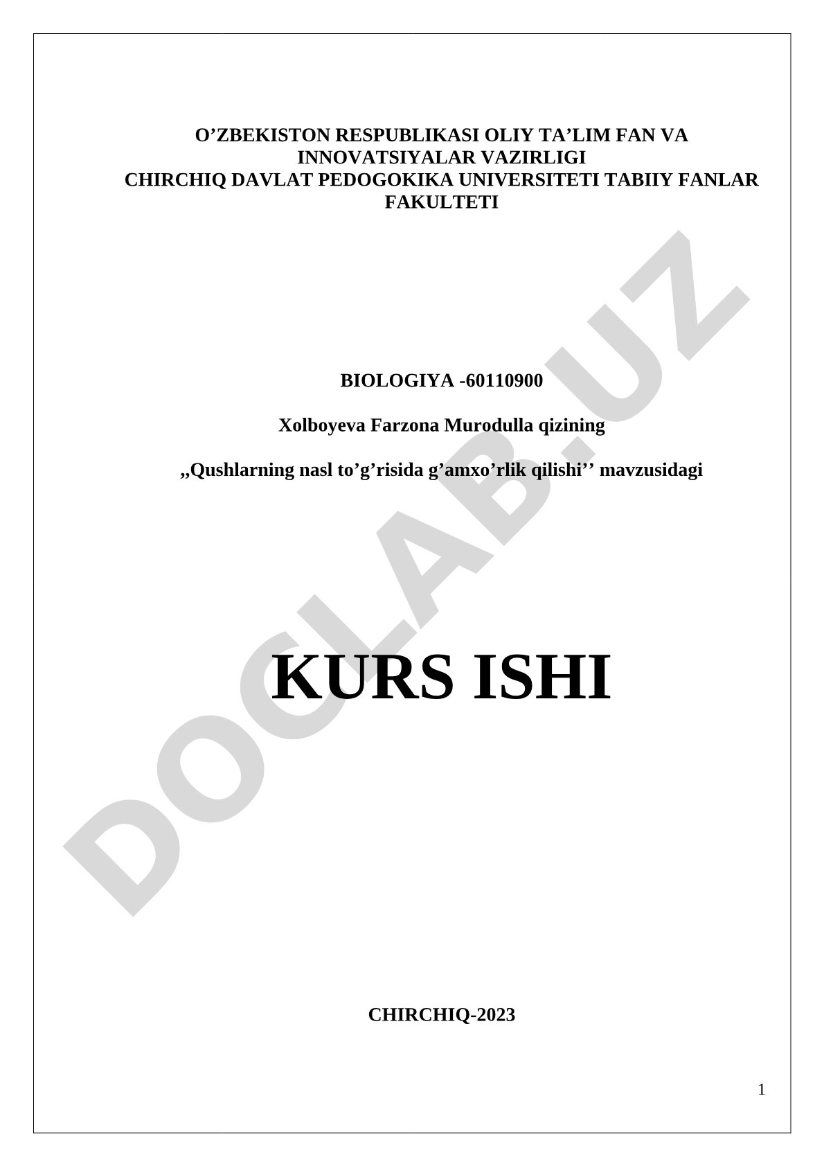 Qushlarning nasl to’g’risida g’amxo’rlik qilishi
