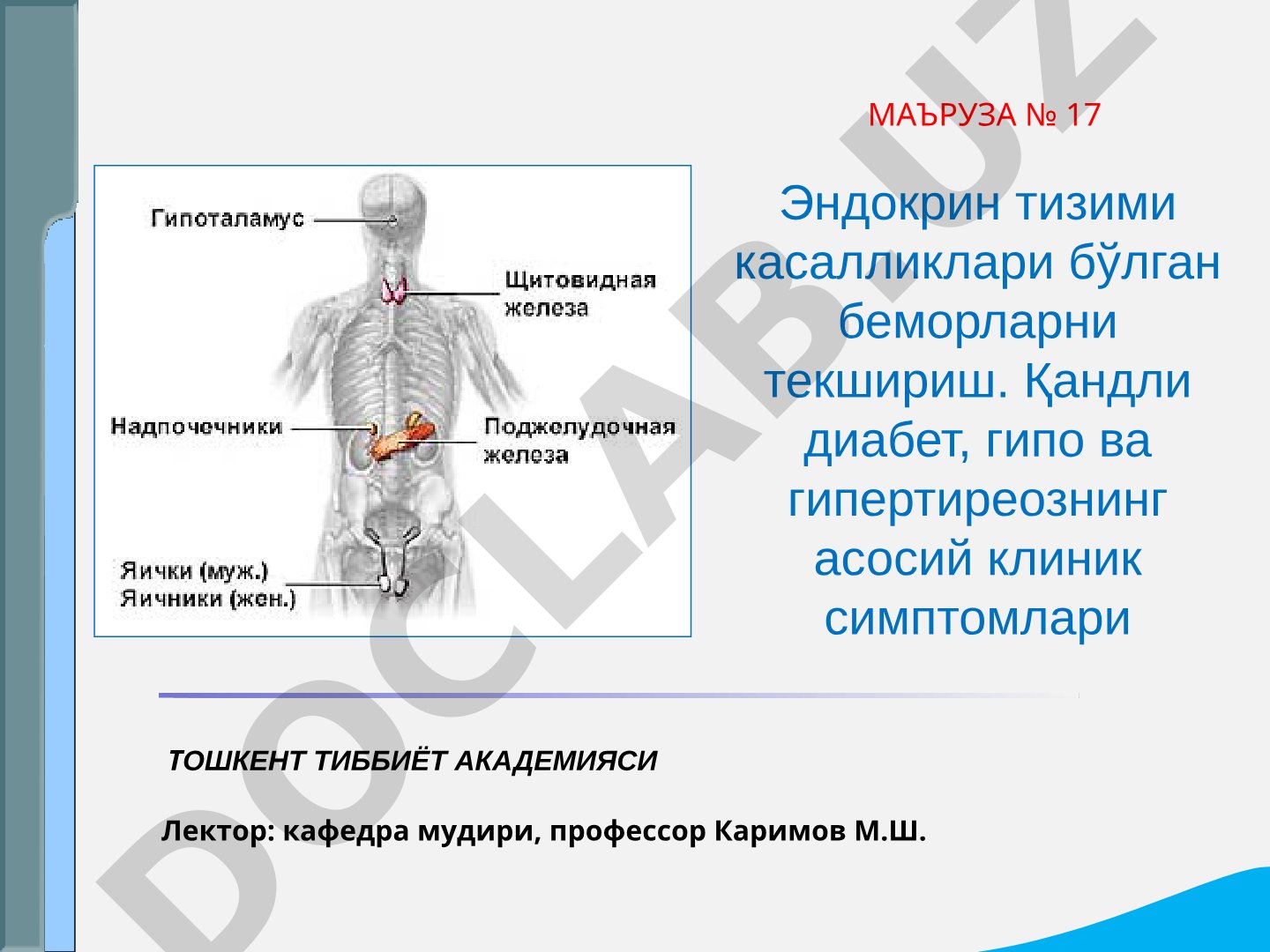 Endokrin tizimi kasalliklarida bemorlarni tekshirish va klinik simptomlar