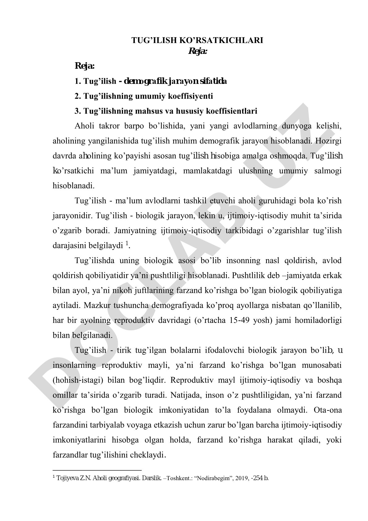 Tug'ilish ko'rsatkichlari