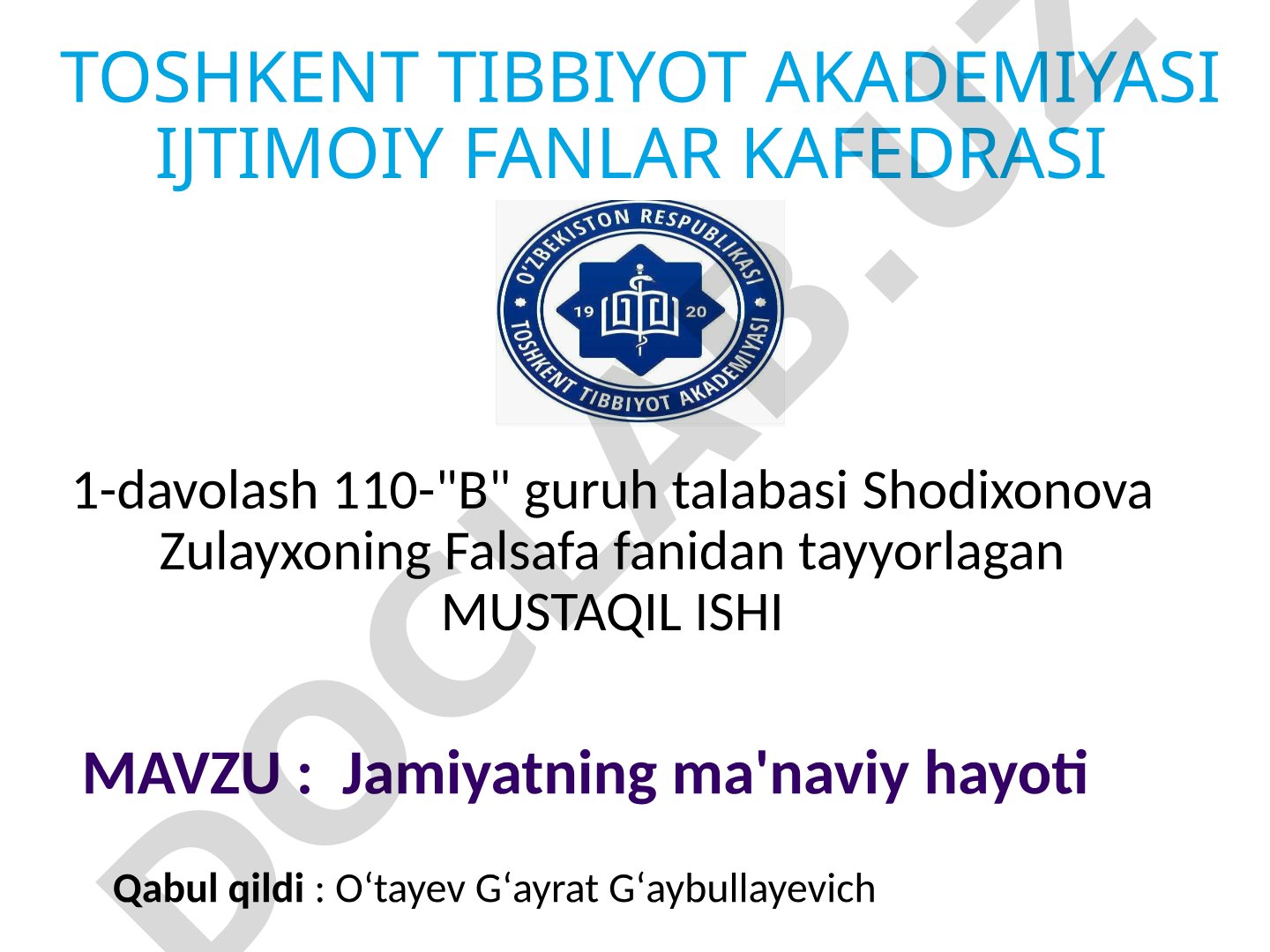 Jamiyatning ma'naviy hayoti