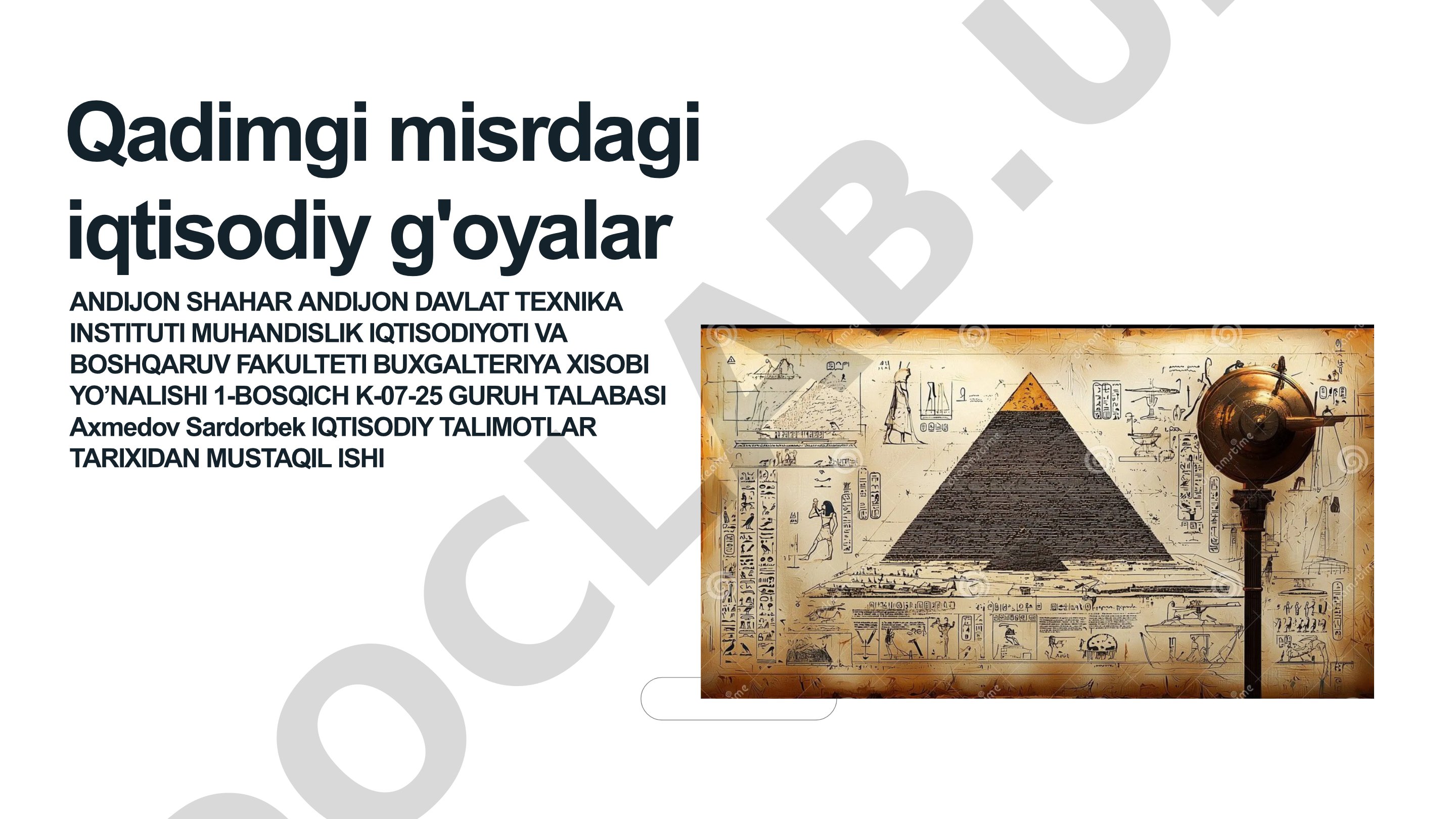 Qadimgi misrdagi iqtisodiy g'oyalar