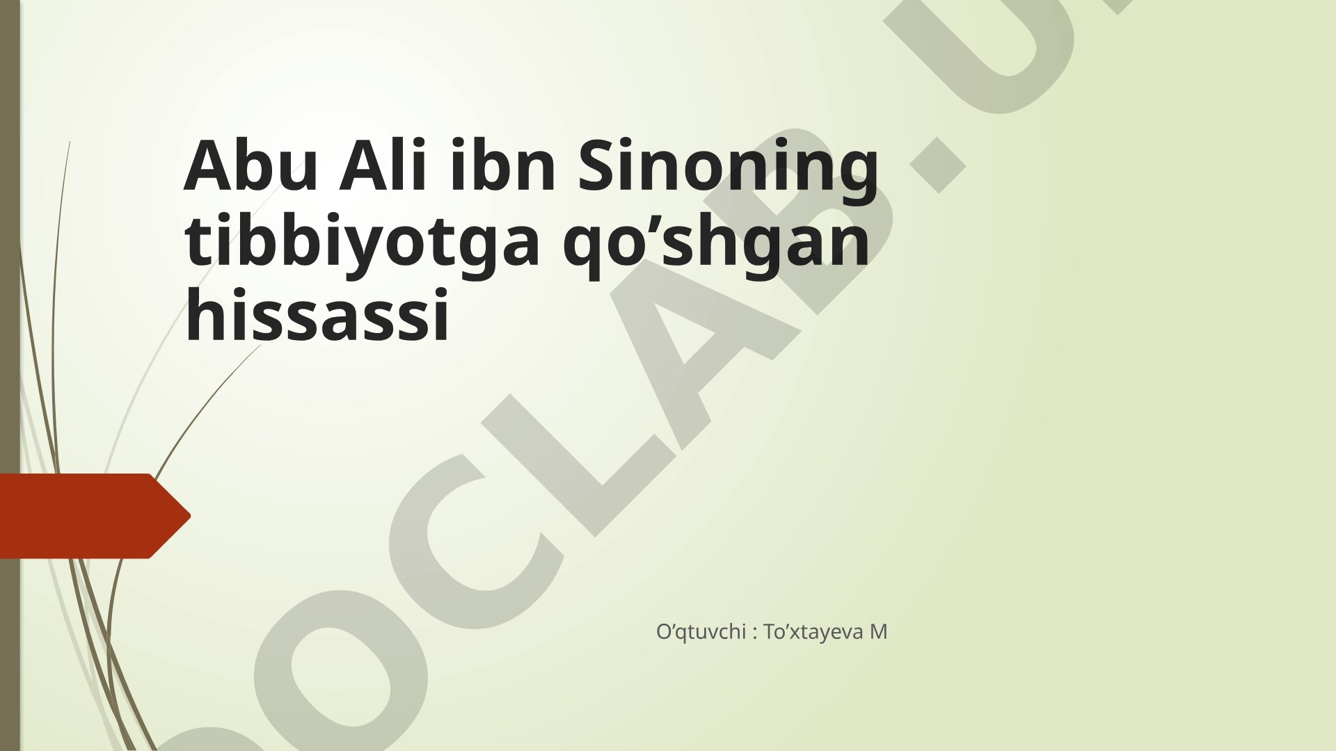 Abu Ali ibn Sinoning tibbiyotga qo'shgan hissasi