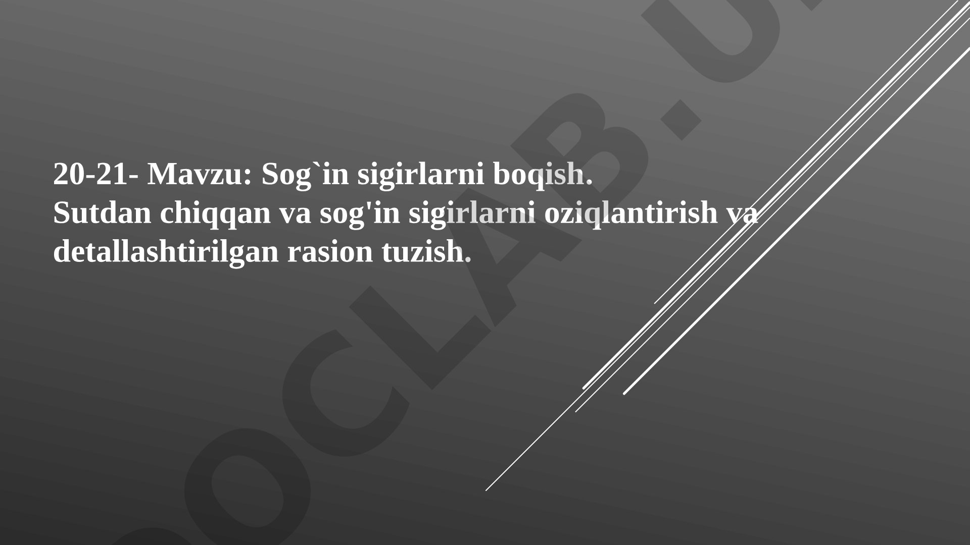 Sog`in sigirlarni boqish. Sutdan chiqqan va sog'in sigirlarni oziqlantirish va detallashtirilgan rasion tuzish