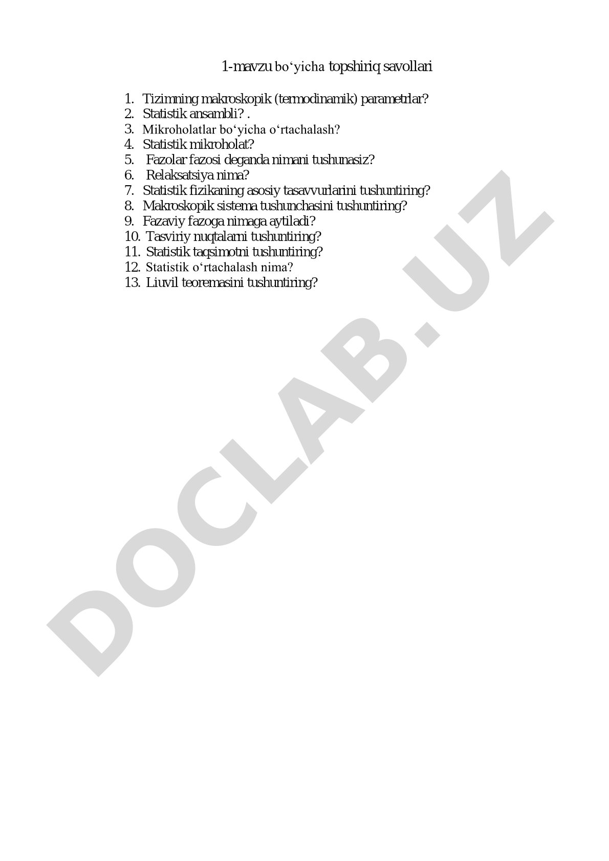 1-mavzu bo‘yicha topshiriq savollari