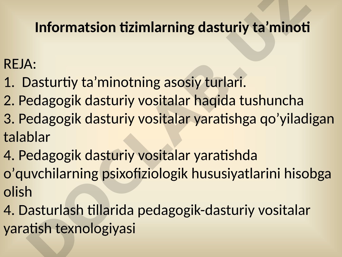 Informatsion tizimlarning dasturiy ta’minoti
