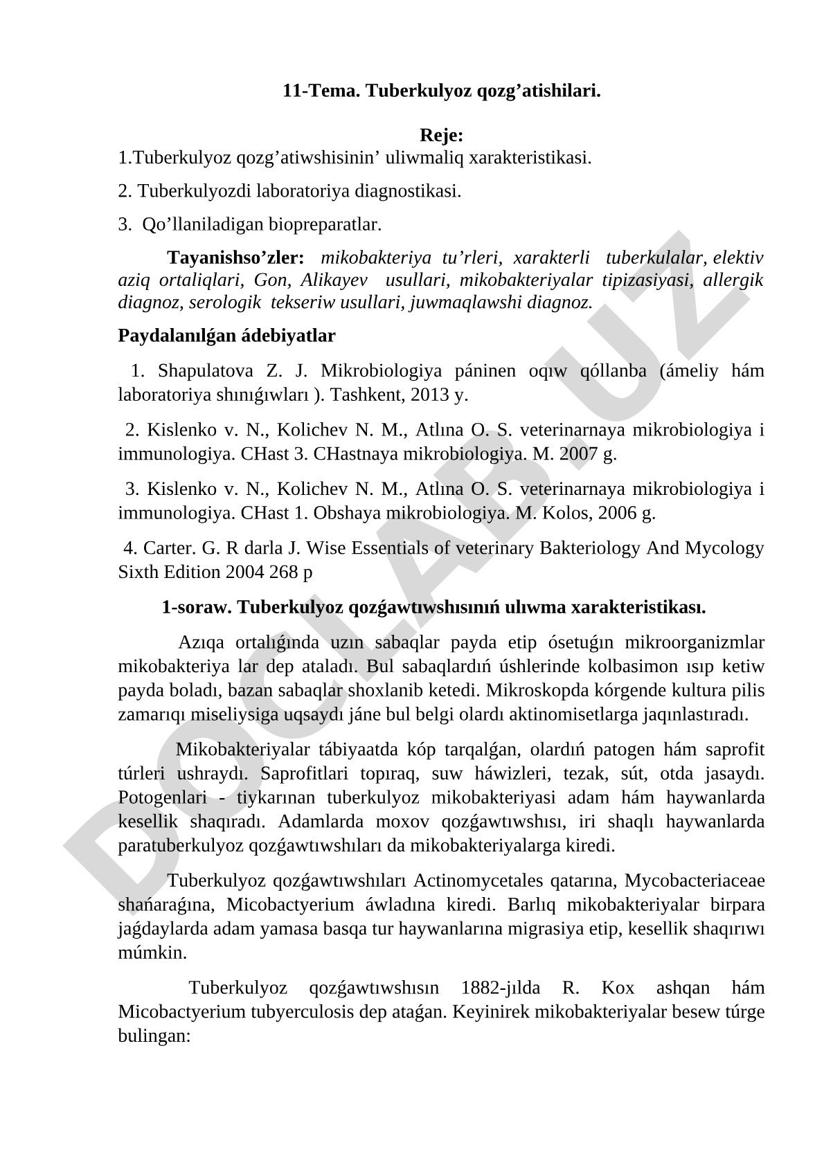 Tuberkulyoz qozg’atishilari