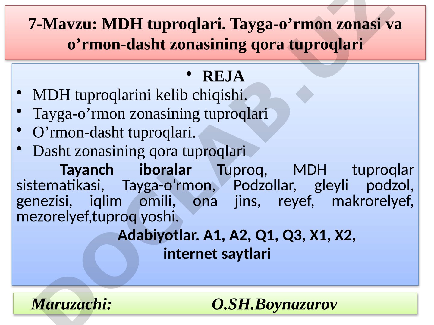 MDH tuproqlari. Tayga-o’rmon zonasi va o’rmon-dasht zonasining qora tuproqlari
