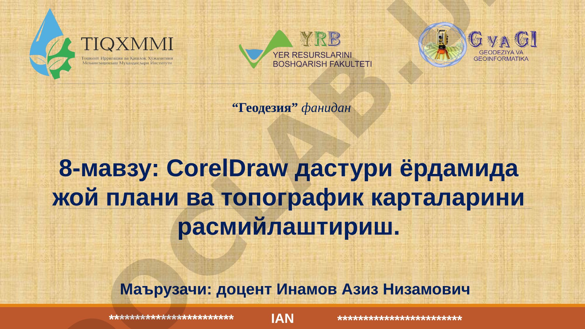 CorelDraw dasturi yordamida joy plani va topografik kartalarini rasmiylashtirish