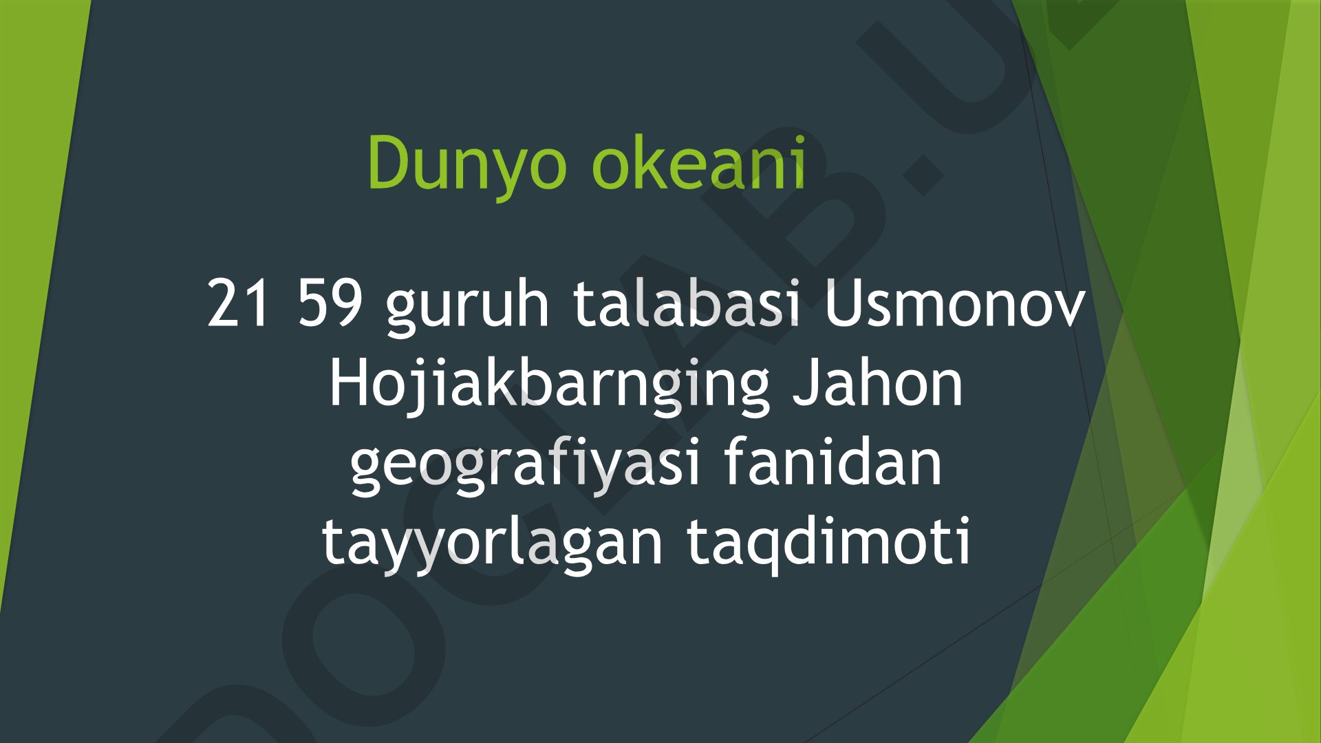 Dunyo okeanlarining hayvonot va o'simlik dunyosi