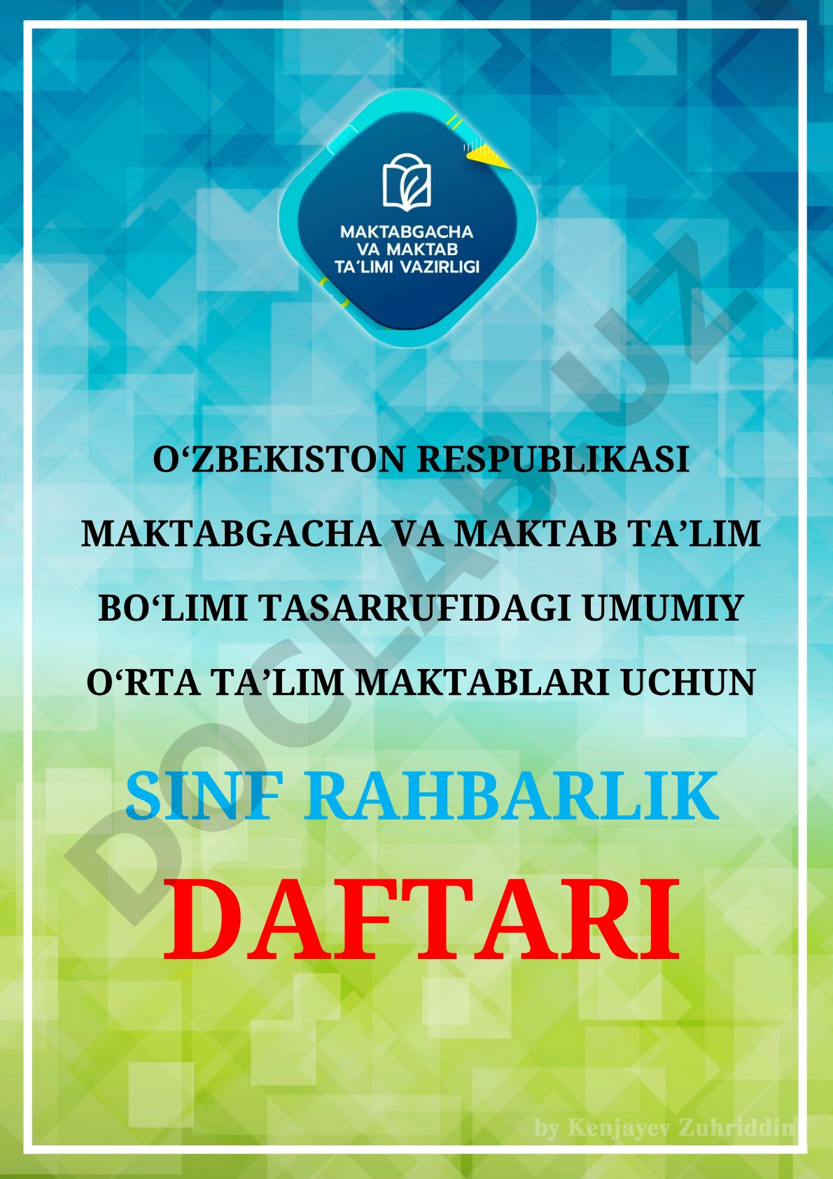 Umumiy o'rta ta'lim maktablari uchun sinf rahbari tarbiyaviy ishlar rejasi