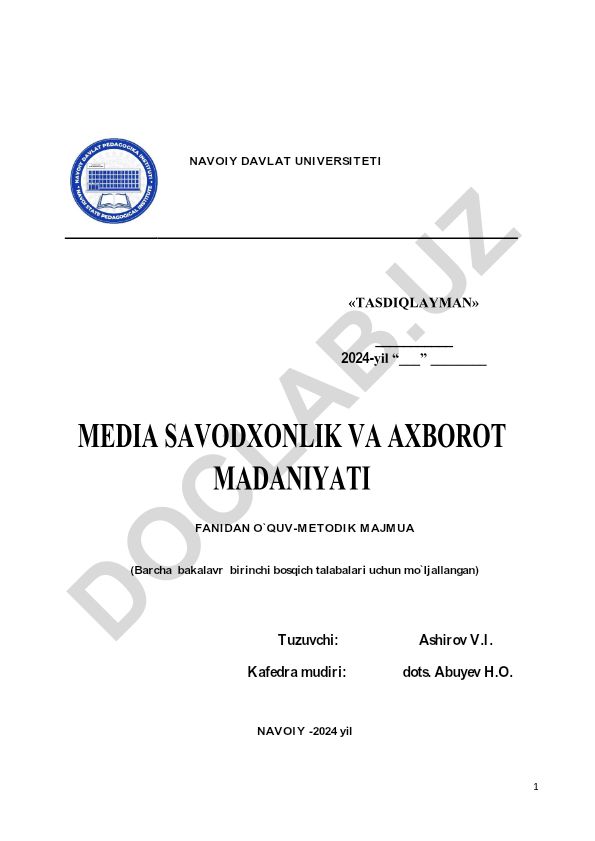Ommaviy axborot vositalari va axborot muhitidagi islohotlar