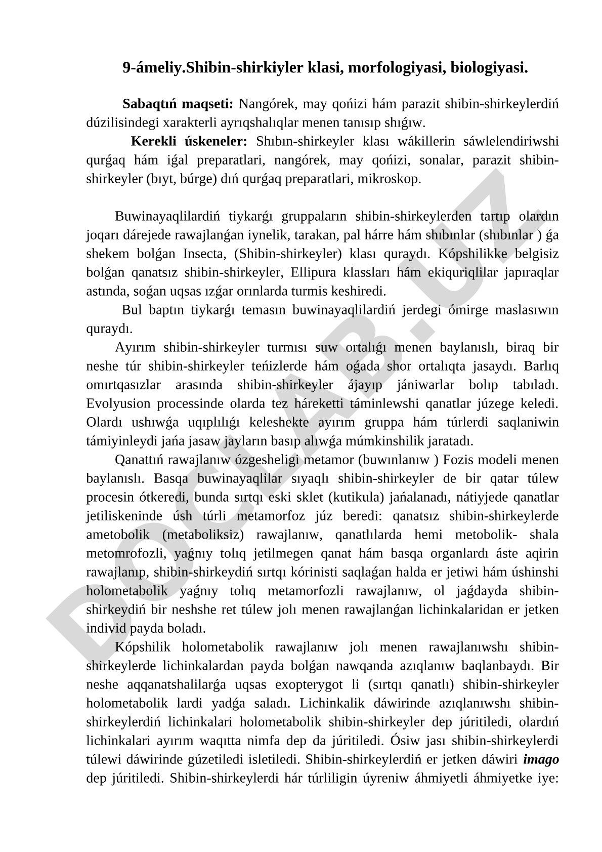 Shibin-shirkeyler klasi, morfologiyasi, biologiyasi