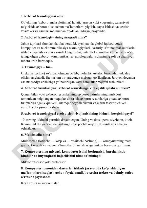 Axborot texnologiyalari va axborot tizimlari