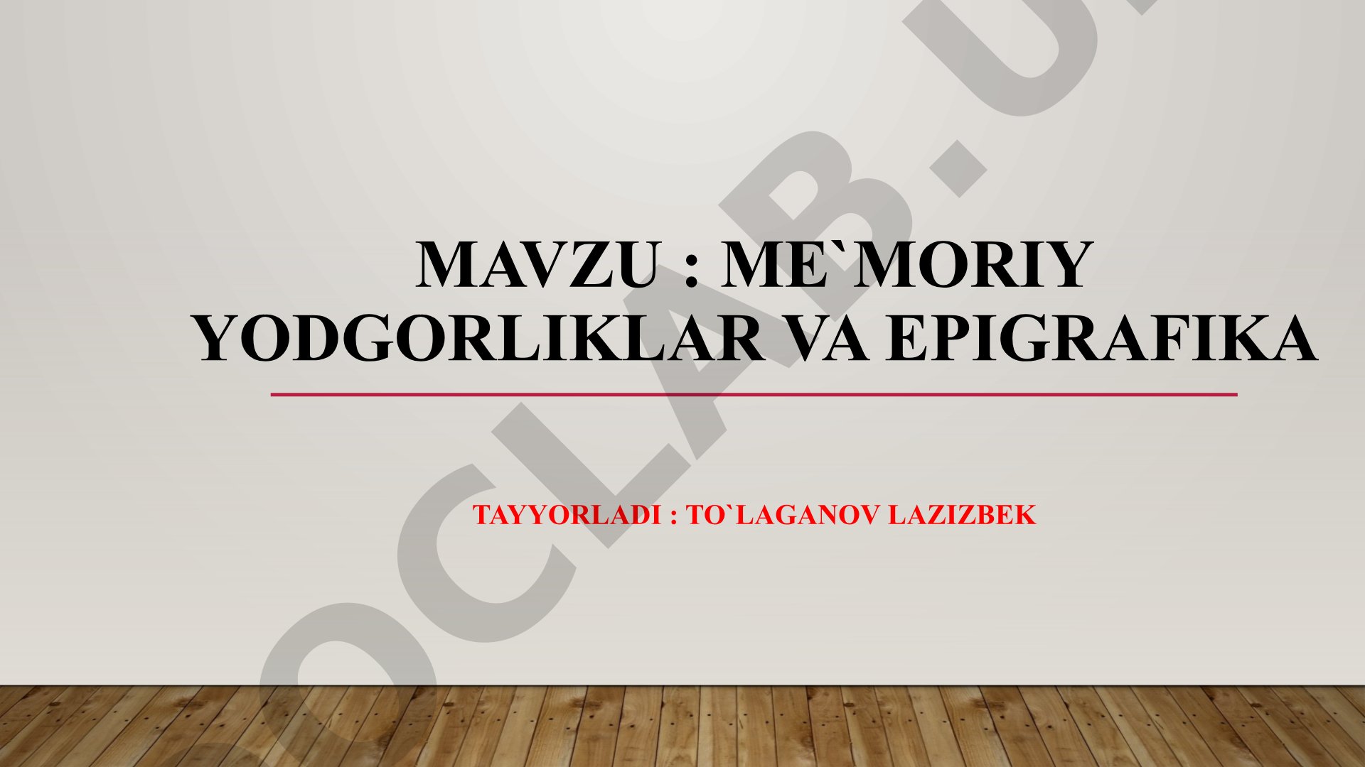 Me'moriy yodgorliklar va epigrafika