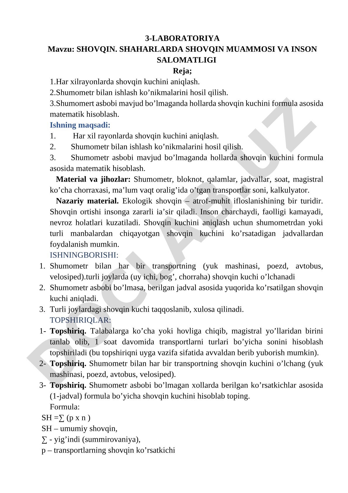 SHOVQIN. SHAHARLARDA SHOVQIN MUAMMOSI VA INSON SALOMATLIGI