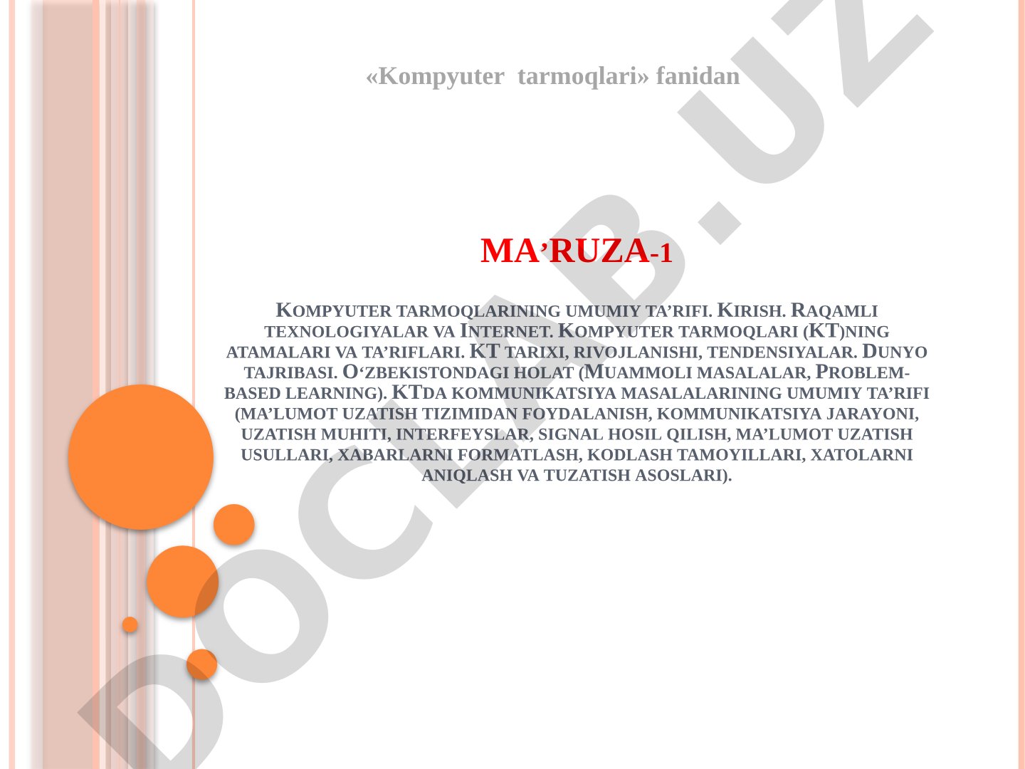 Kompyuter tarmoqlarining umumiy ta'rifi