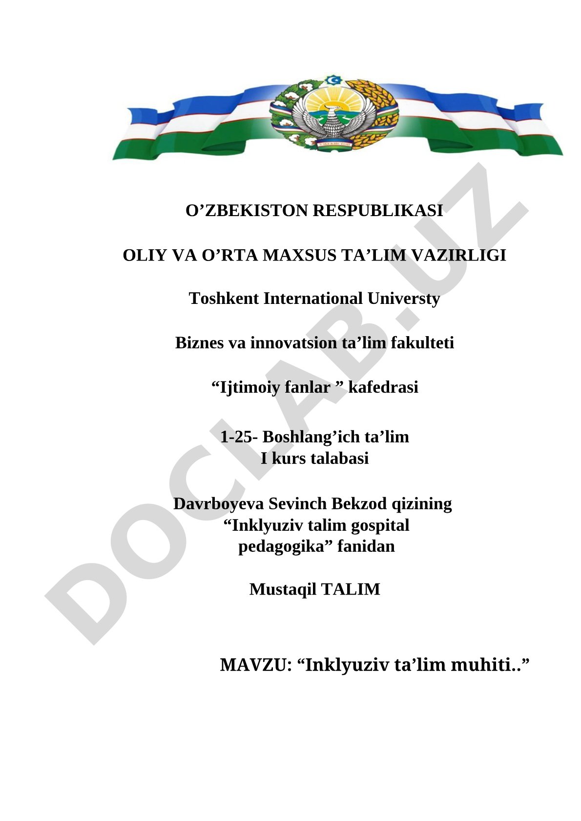 Inklyuziv ta’lim muhiti