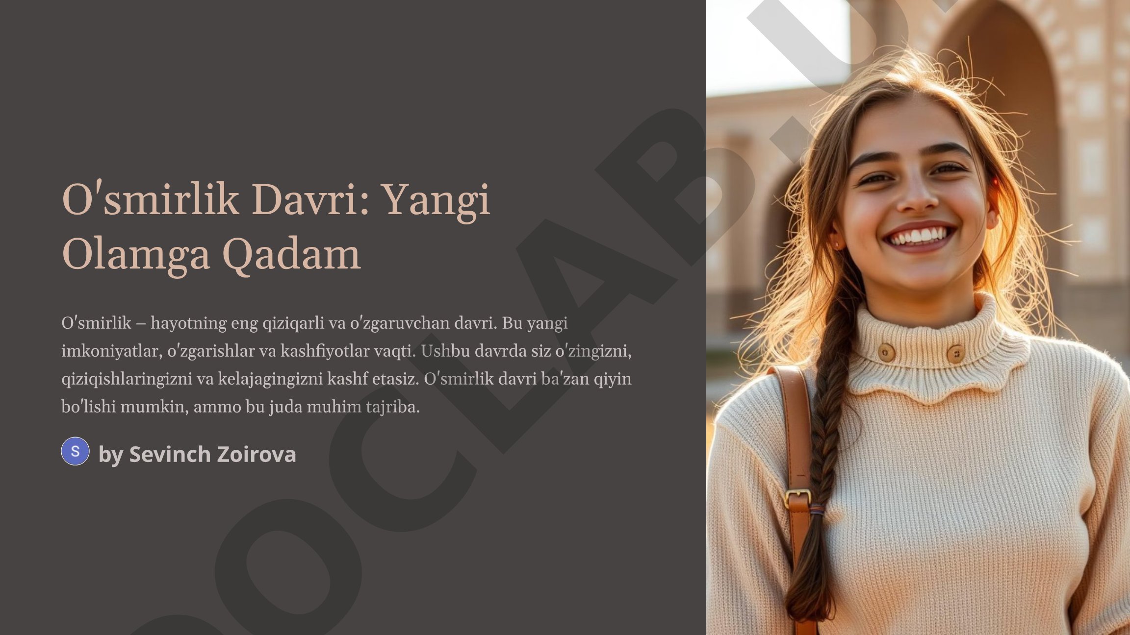 O'smirlik Davri: Yangi Olamga Qadam