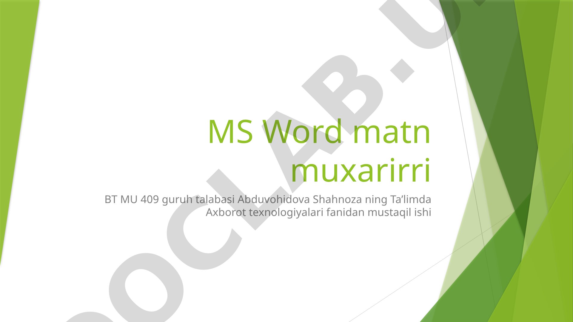 MS Word, Excel va PowerPoint dasturlarining ta'limda qo'llanilishi