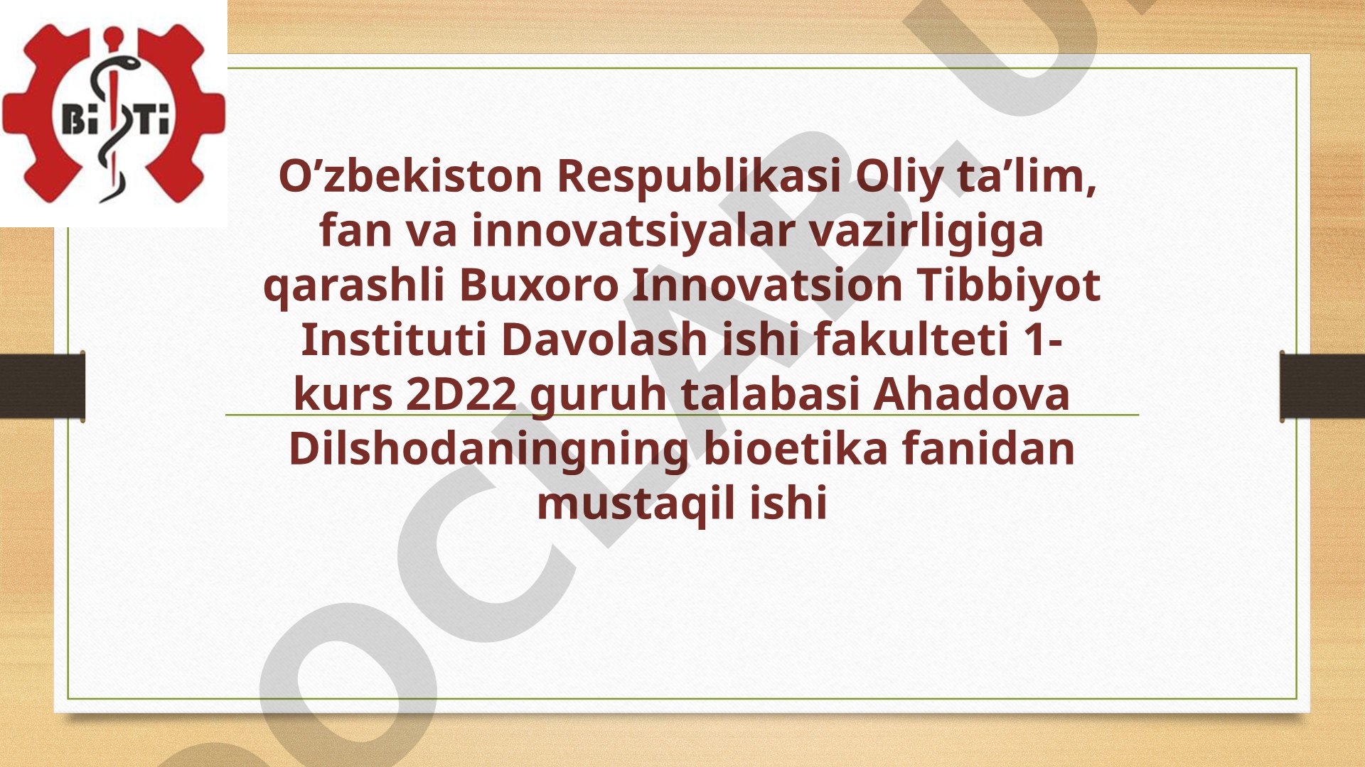 Tibbiy etikaning shakllanishida Gippokratning o'rni, bioetikaning shakllanishida Shvetsariyaning faoliyati ilmiy ishlarning ahamiyati
