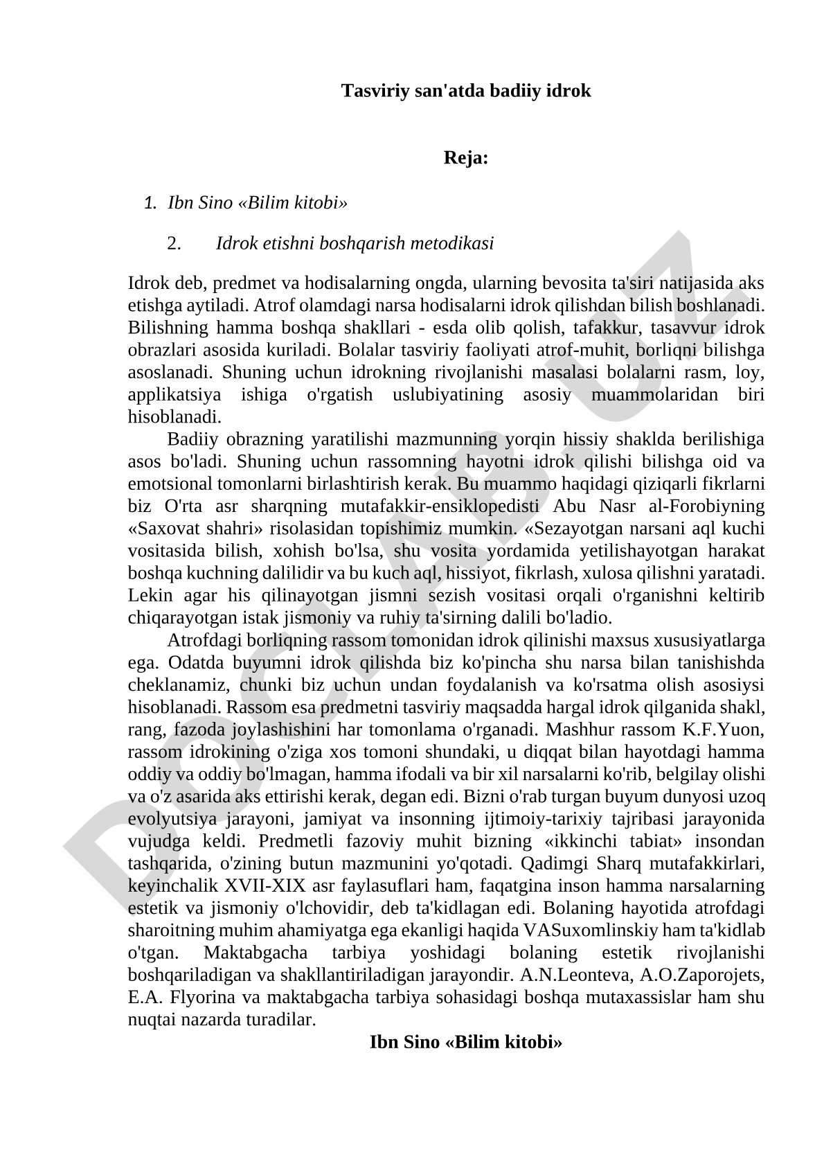 Tasviriy san'atda badiiy idrok