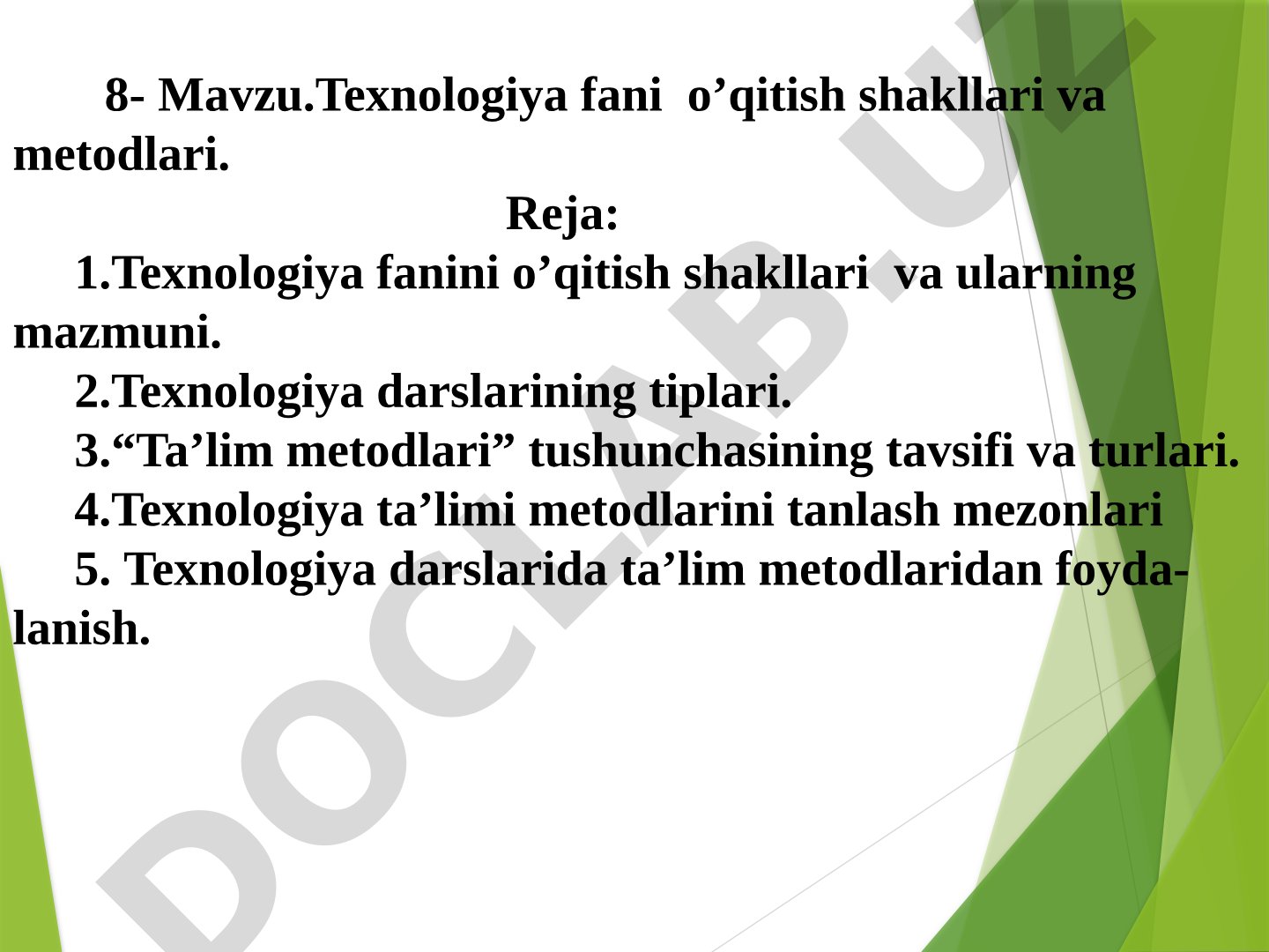 Texnologiya fani o’qitish shakllari va metodlari