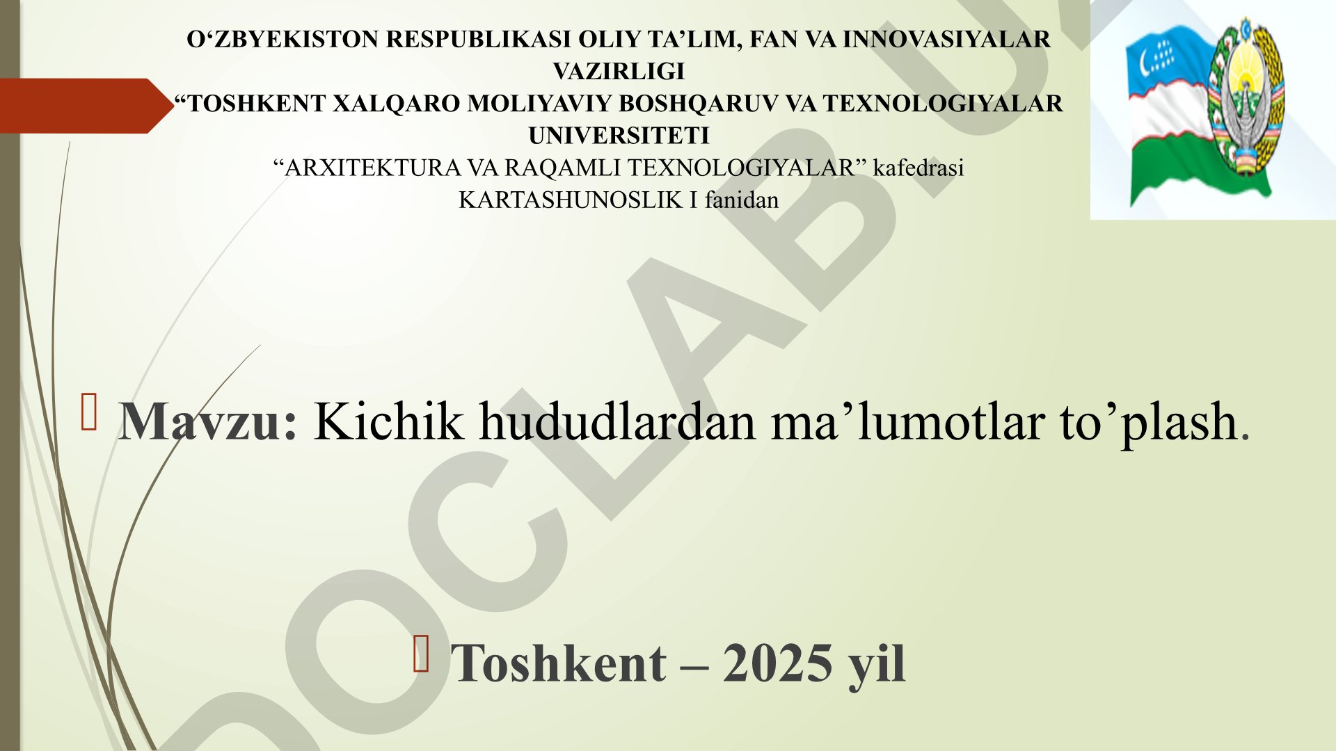 Kichik hududlardan ma’lumotlar to’plash