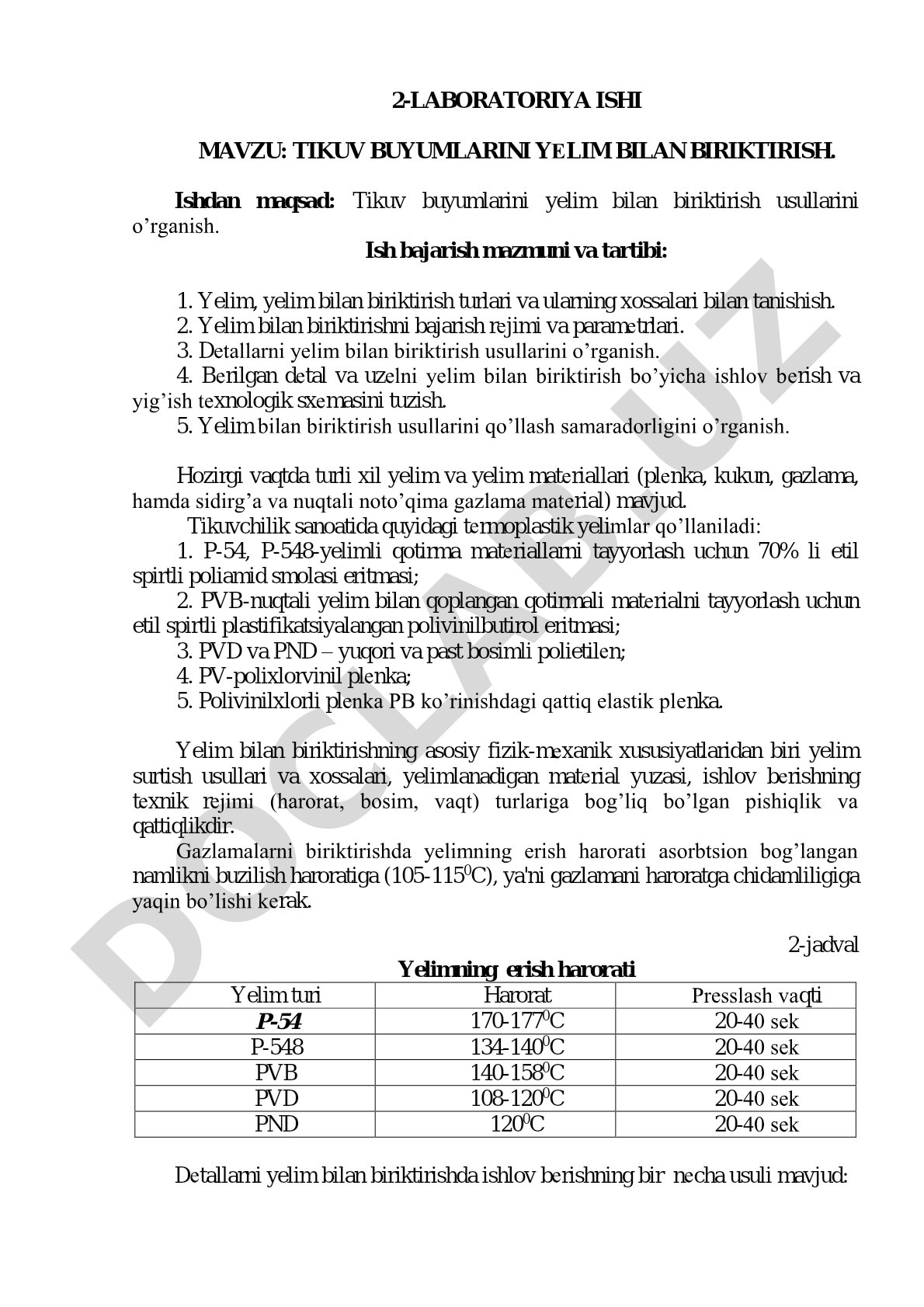 Tikuv buyumlarini yelim bilan biriktirish