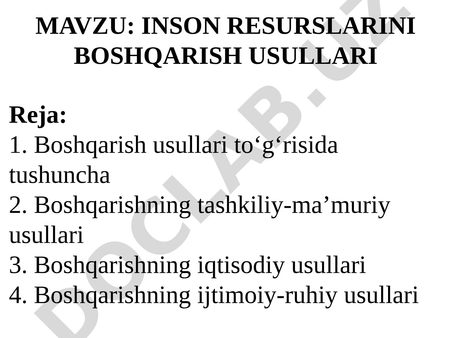 Inson resurslarini boshqarish usullari