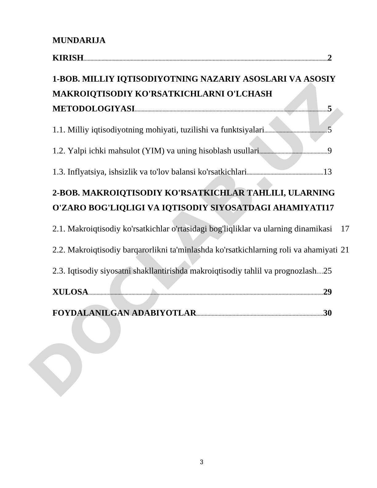 Milliy iqtisodiyot va uning makroiqtisodiy koʻrsatkichlari