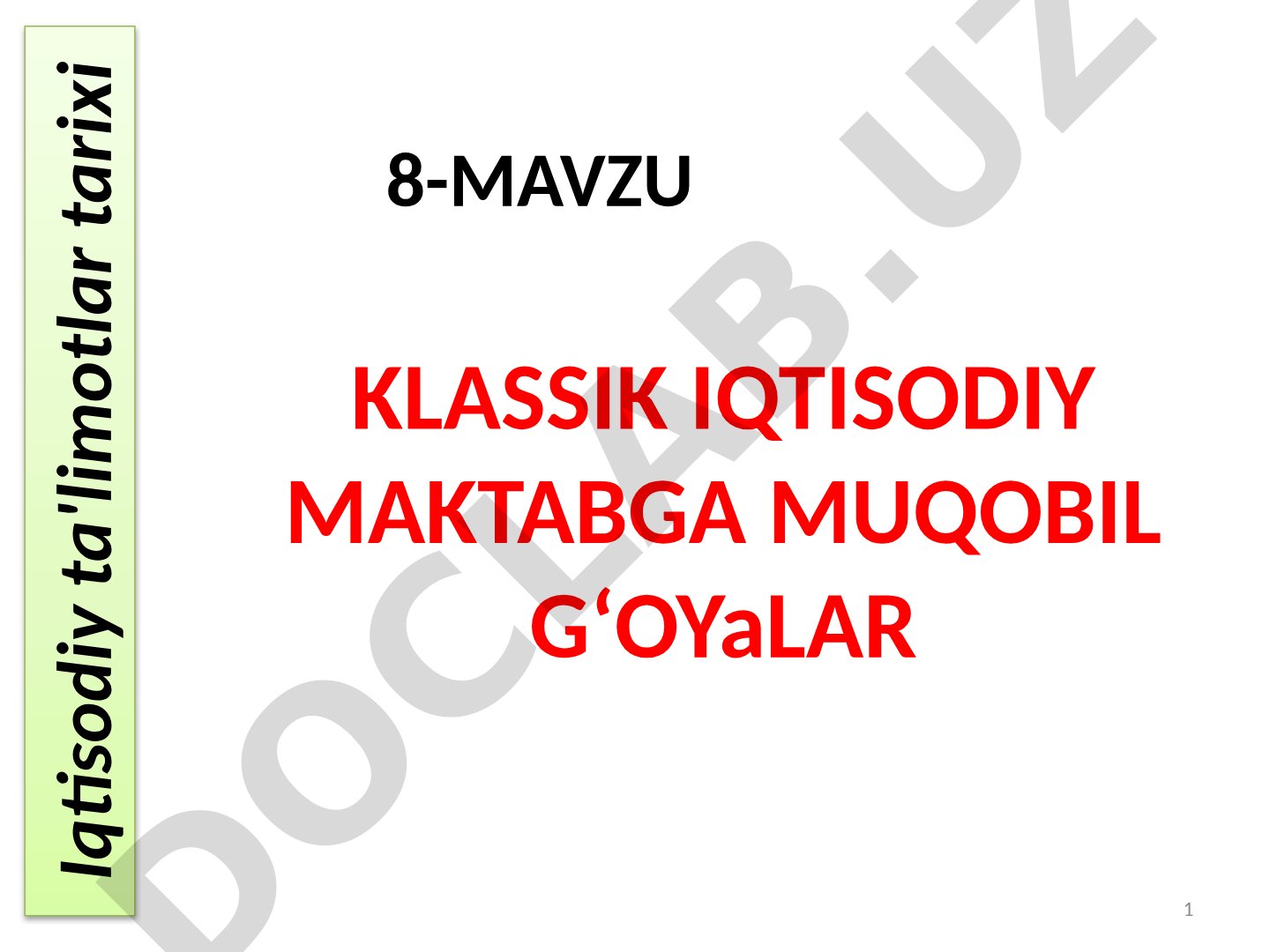 Klassik iqtisodiy maktabga muqobil gʻoyalar