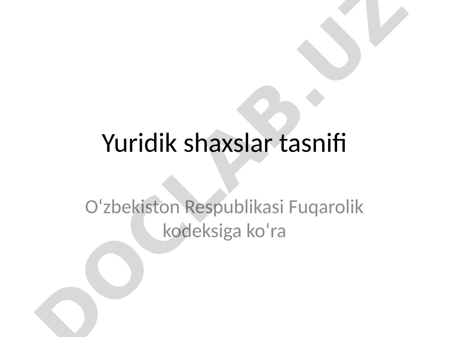 Yuridik shaxslar tasnifi