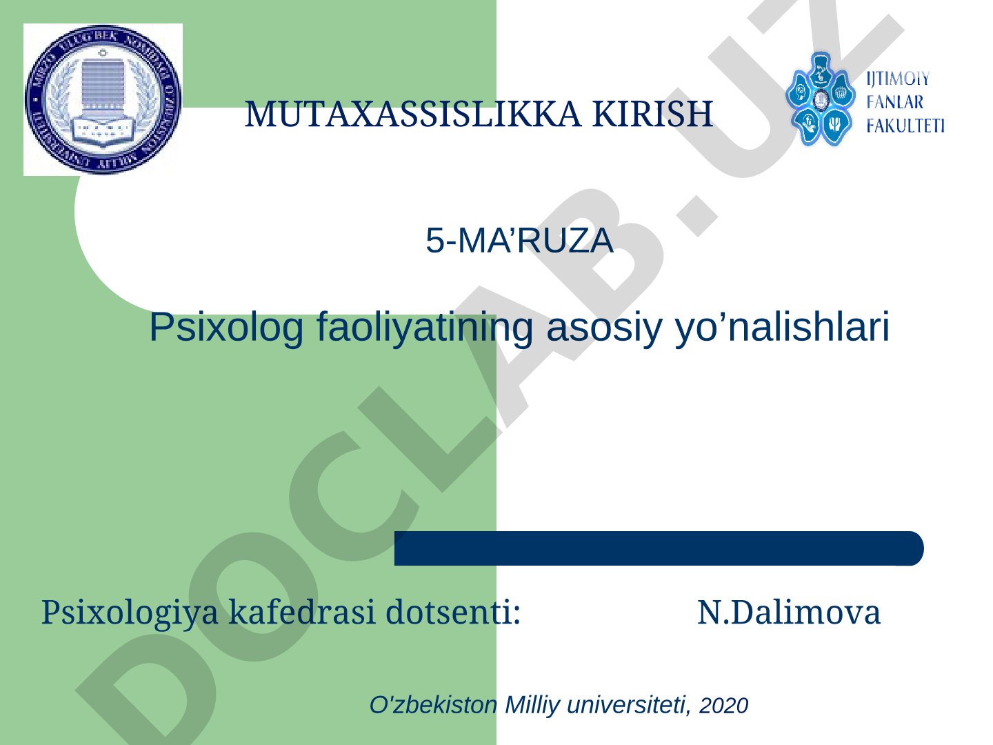 Psixolog faoliyatining asosiy yo'nalishlari