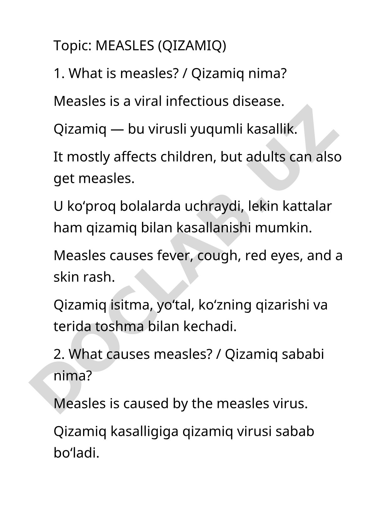 MEASLES (QIZAMIQ)