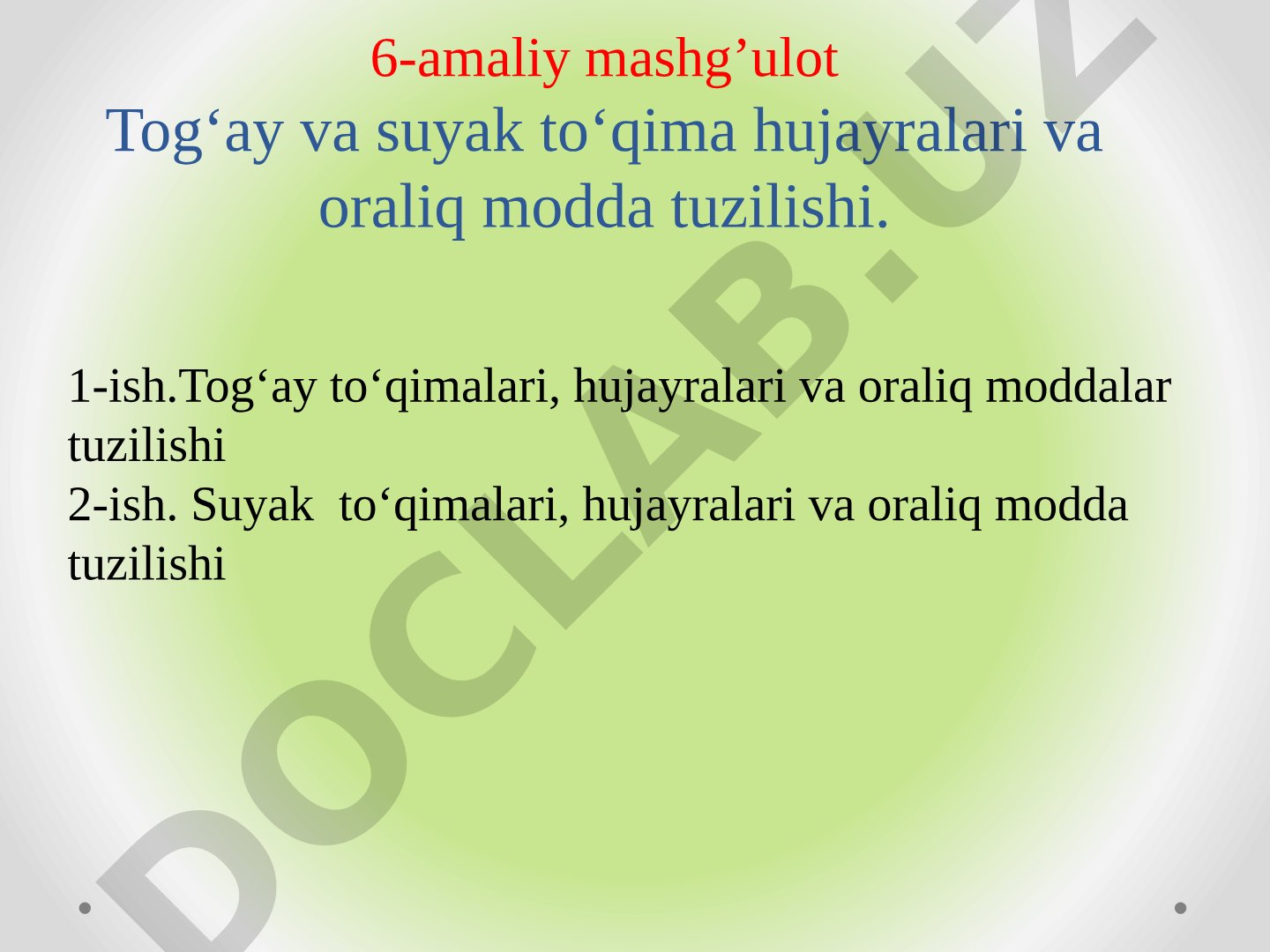 Togʻay va suyak toʻqima hujayralari va oraliq modda tuzilishi