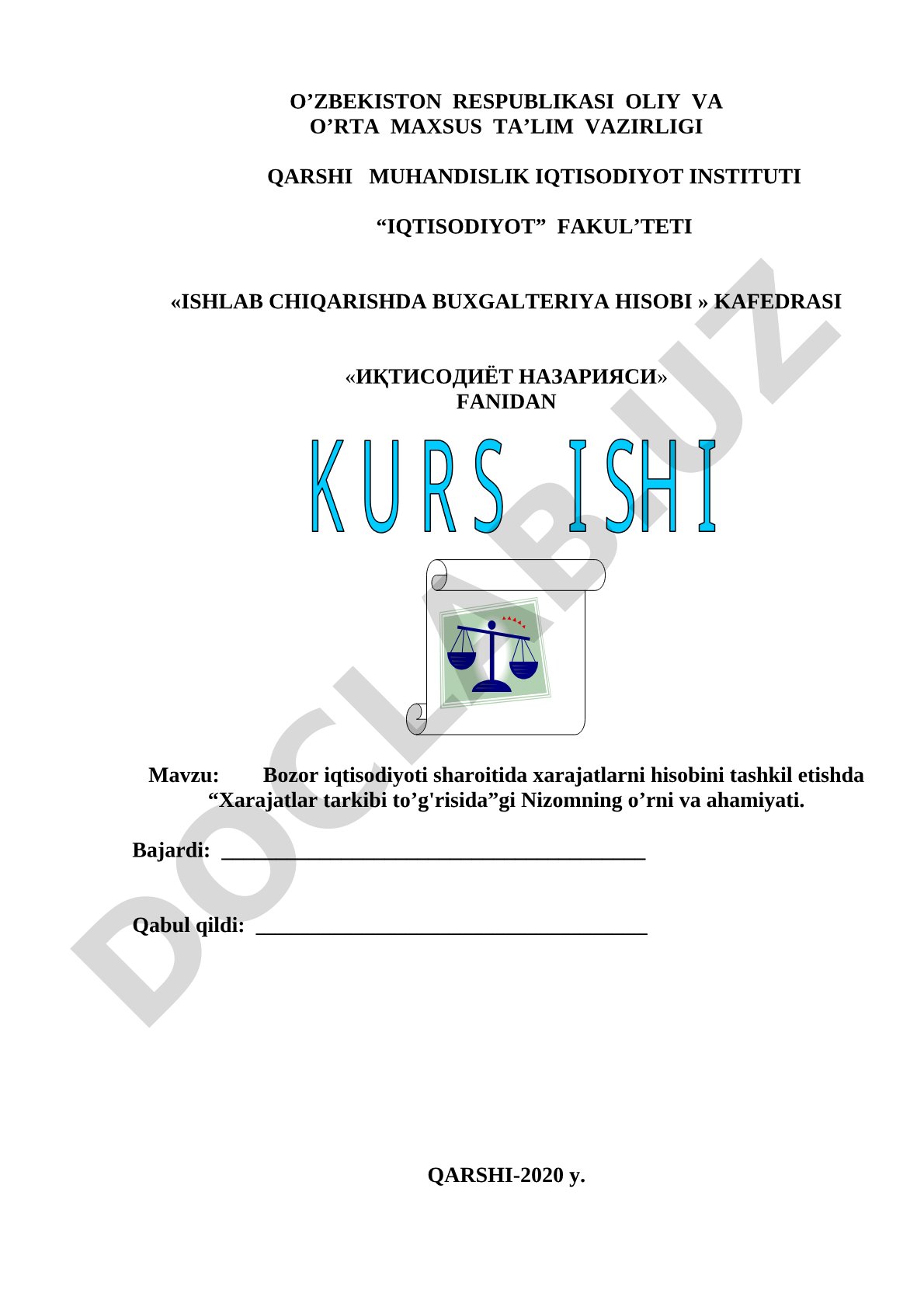 Bozor iqtisodiyoti sharoitida xarajatlarni hisobini tashkil etishda “Xarajatlar tarkibi to’g'risida”gi Nizomning o’rni va ahamiyati