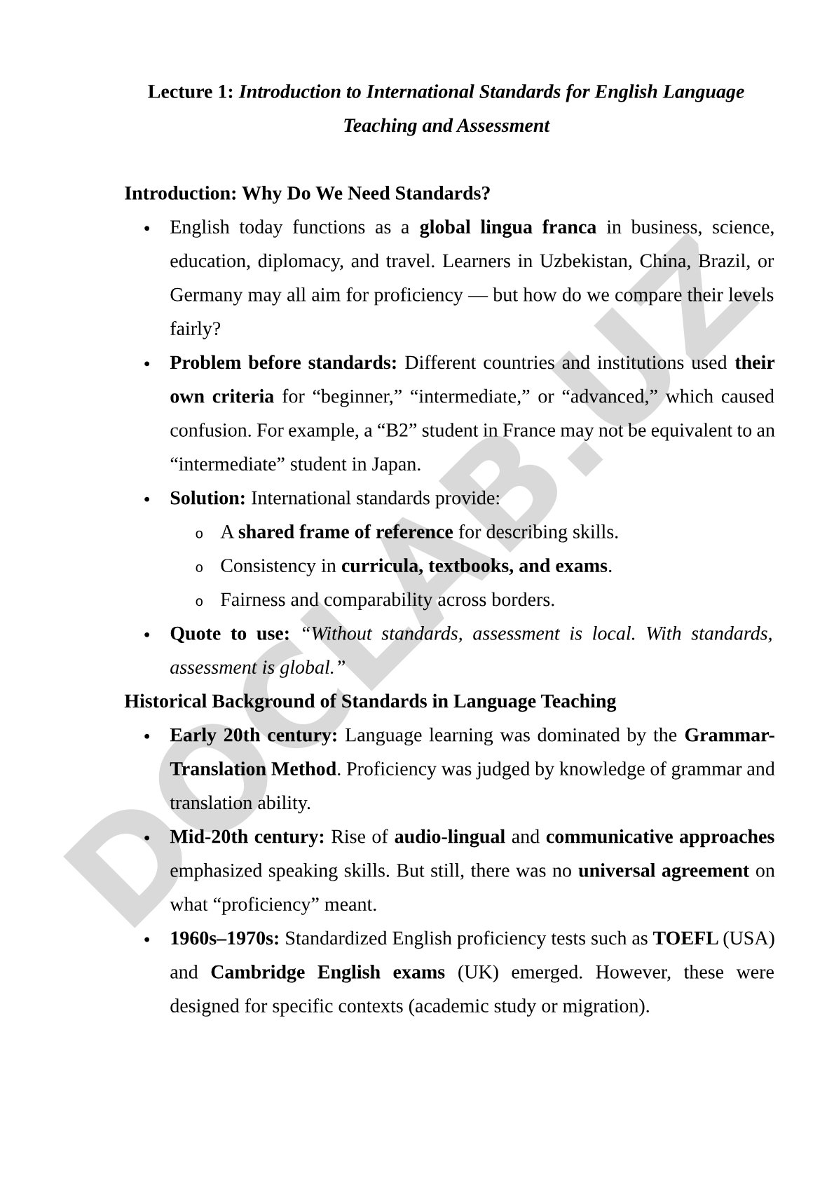 Introduction to International Standards for English Language Teaching and Assessment