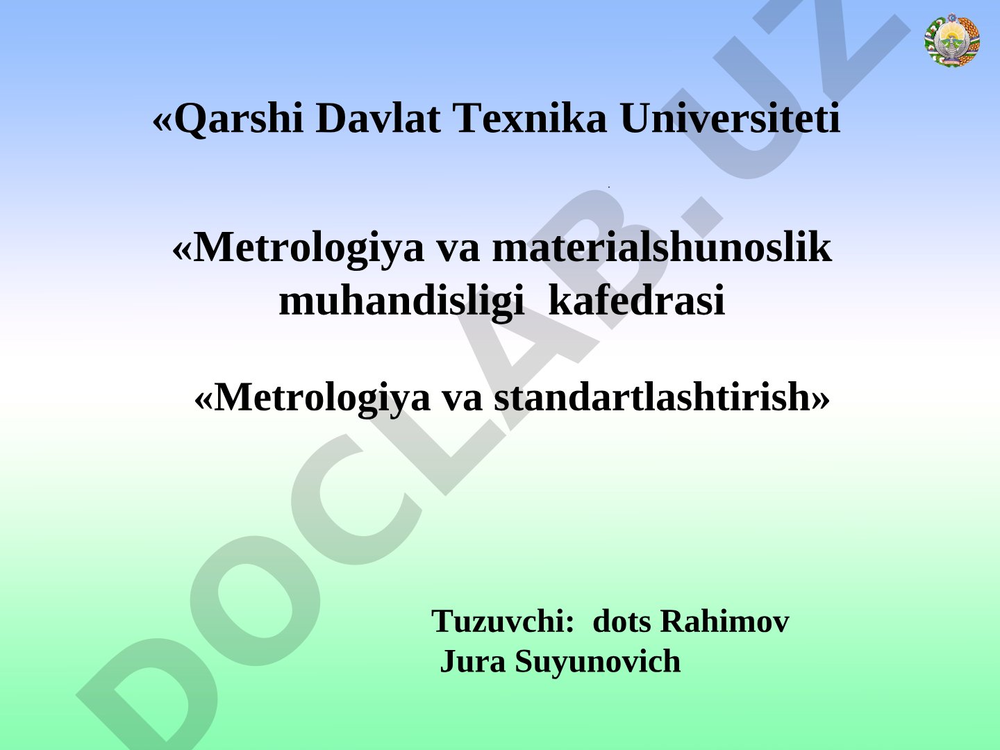 Kattaliklar birliklari. Xalqaro SI tizimi. Tizimdan tashqari birliklar. O’lchash turlari, usullari va xatoliklarining klassifikatsiyasi. O’lchashlar noaniqligi