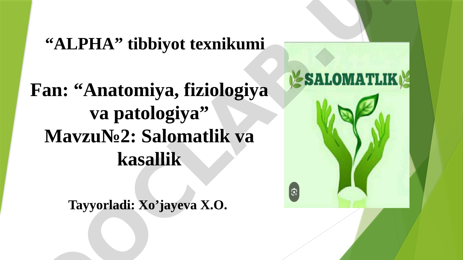 Salomatlik va kasallik