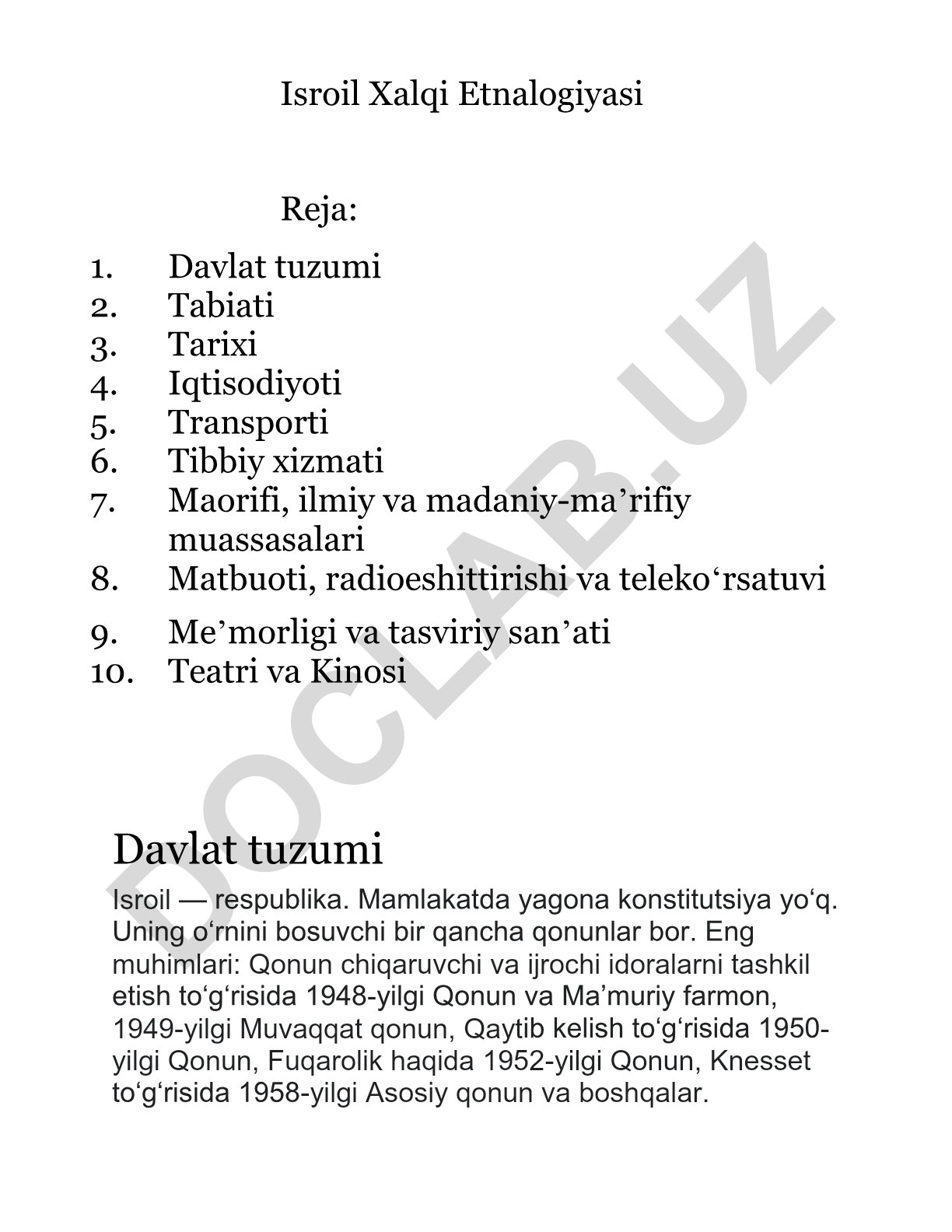 Isroil Xalqi Etnologiyasi