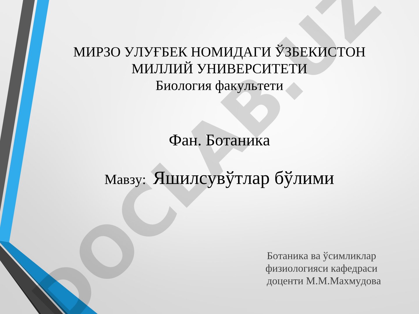 Яшилсувўтлар бўлими