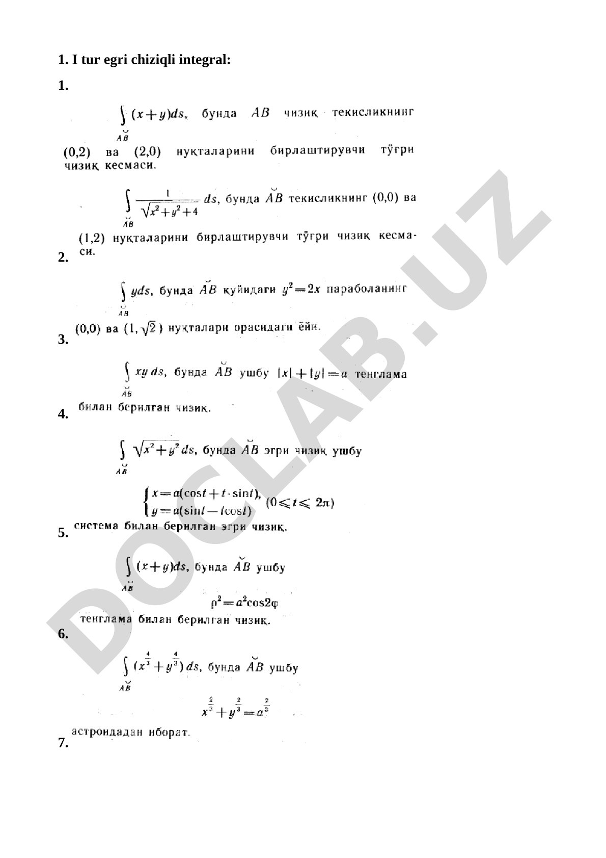 Egri chiziqli integral