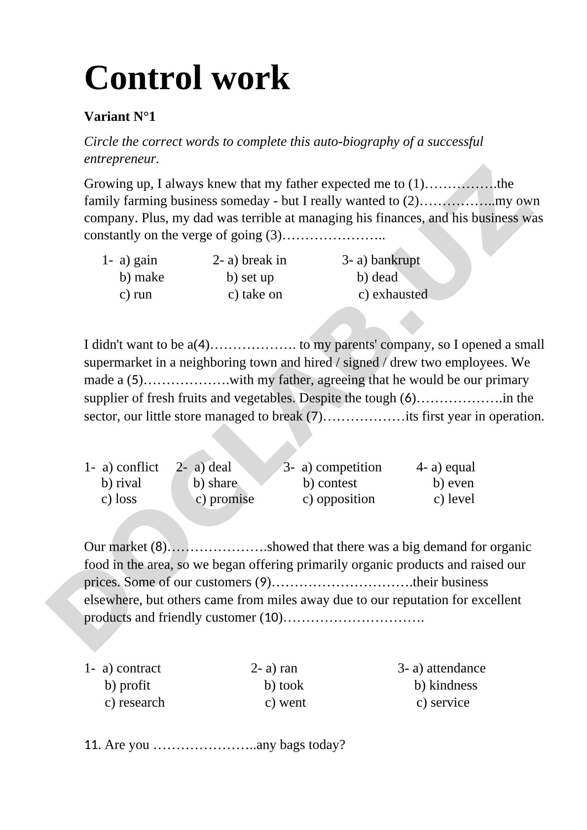 English Exercise on Entrepreneur Biography with Business Vocabulary