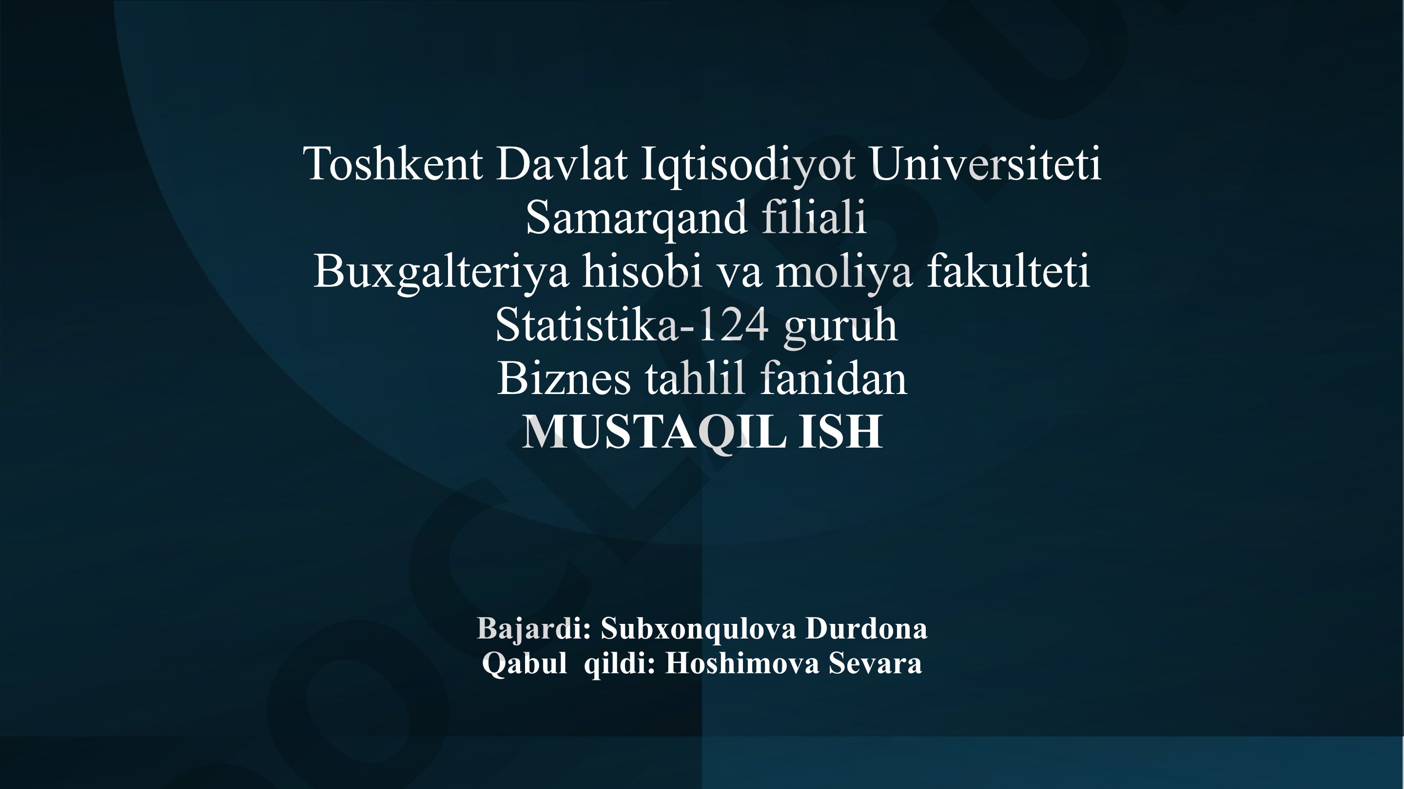 Biznes reja tuzilmasi (strukturasi)
