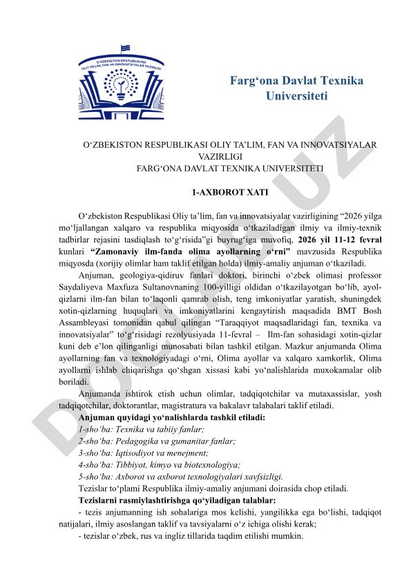 Zamonaviy ilm-fanda olima ayollarning o‘rni