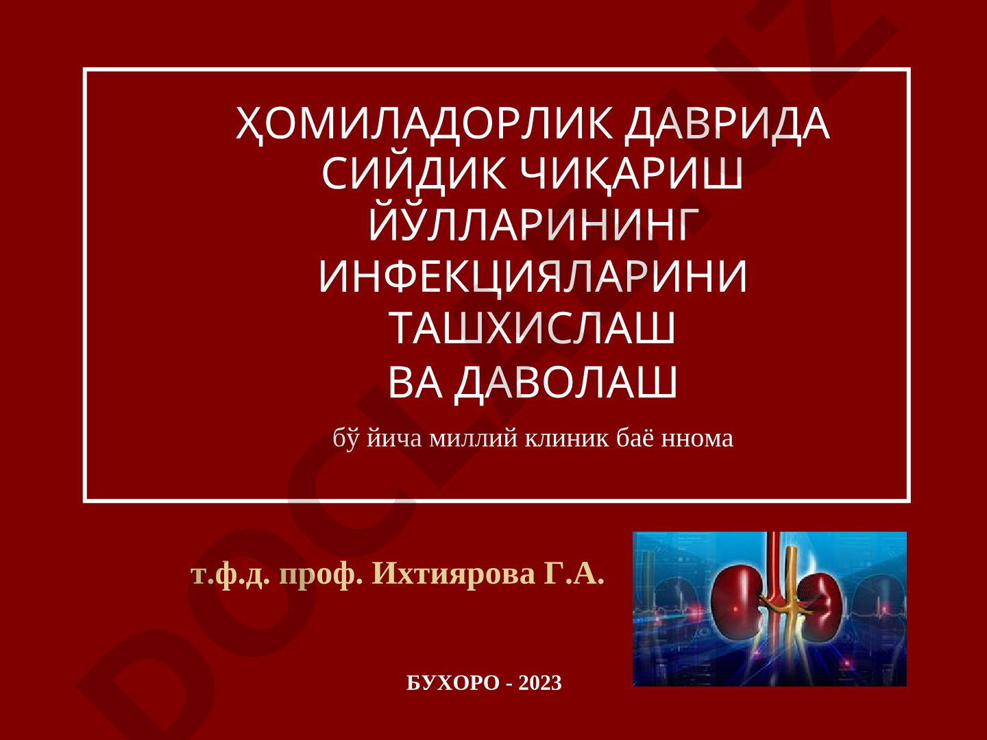 ҲОМИЛАДОРЛИК ДАВРИДА СИЙДИК ЧИҚАРИШ ЙЎЛЛАРИНИНГ ИНФЕКЦИЯЛАРИНИ ТАШХИСЛАШ ВА ДАВОЛАШ