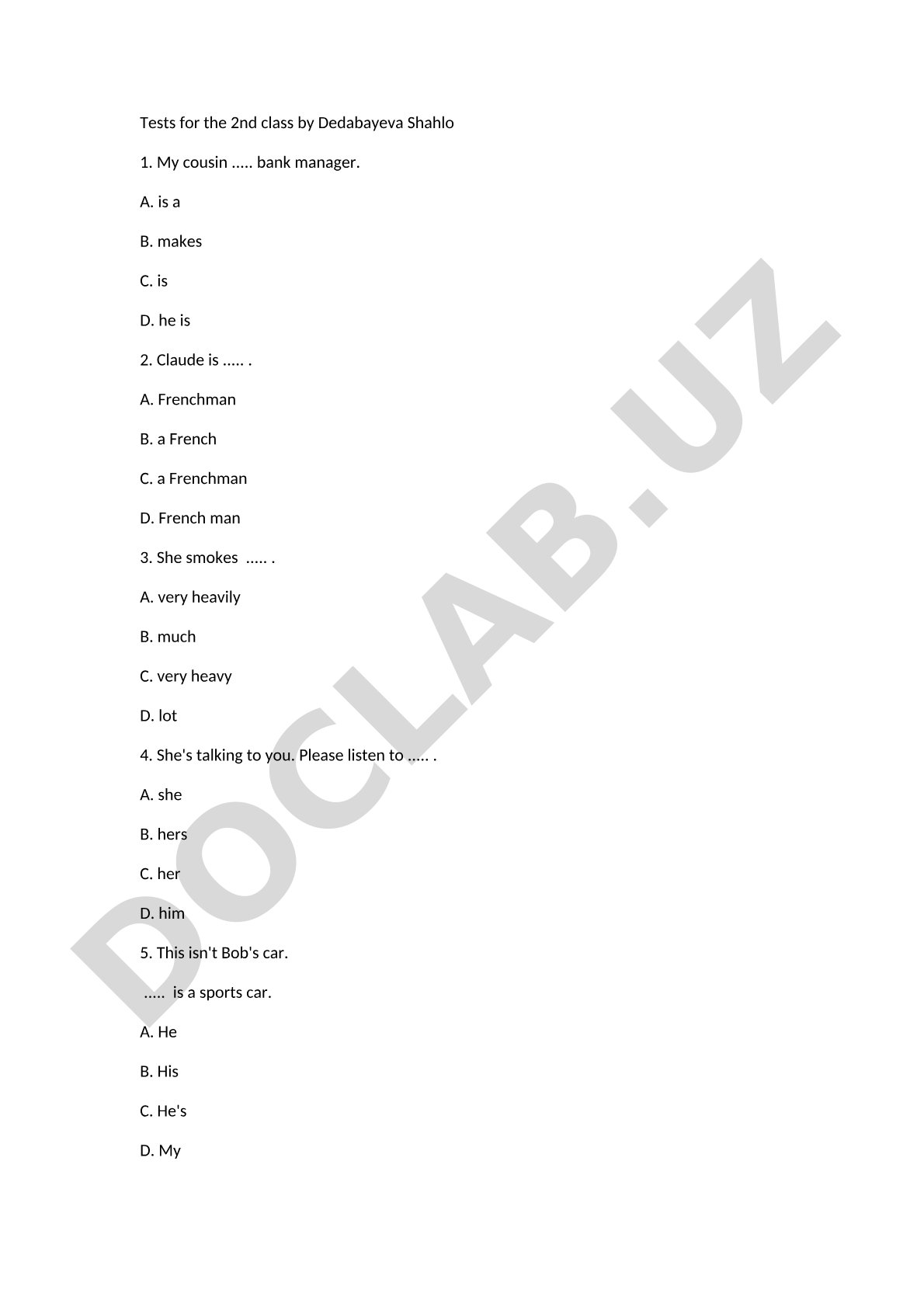 Tests for the 2nd class