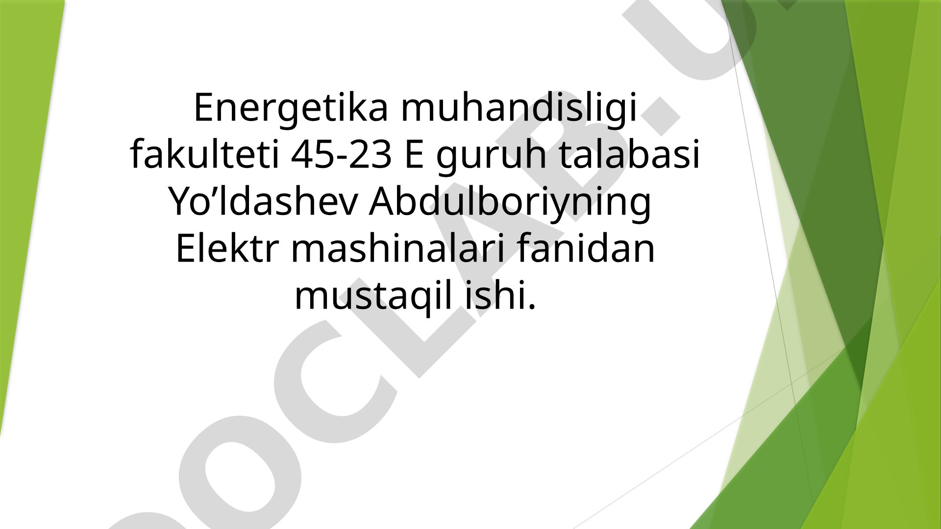 Elektr mashinalarining sovitish usullari va issiqlik muvozanatini hisoblash