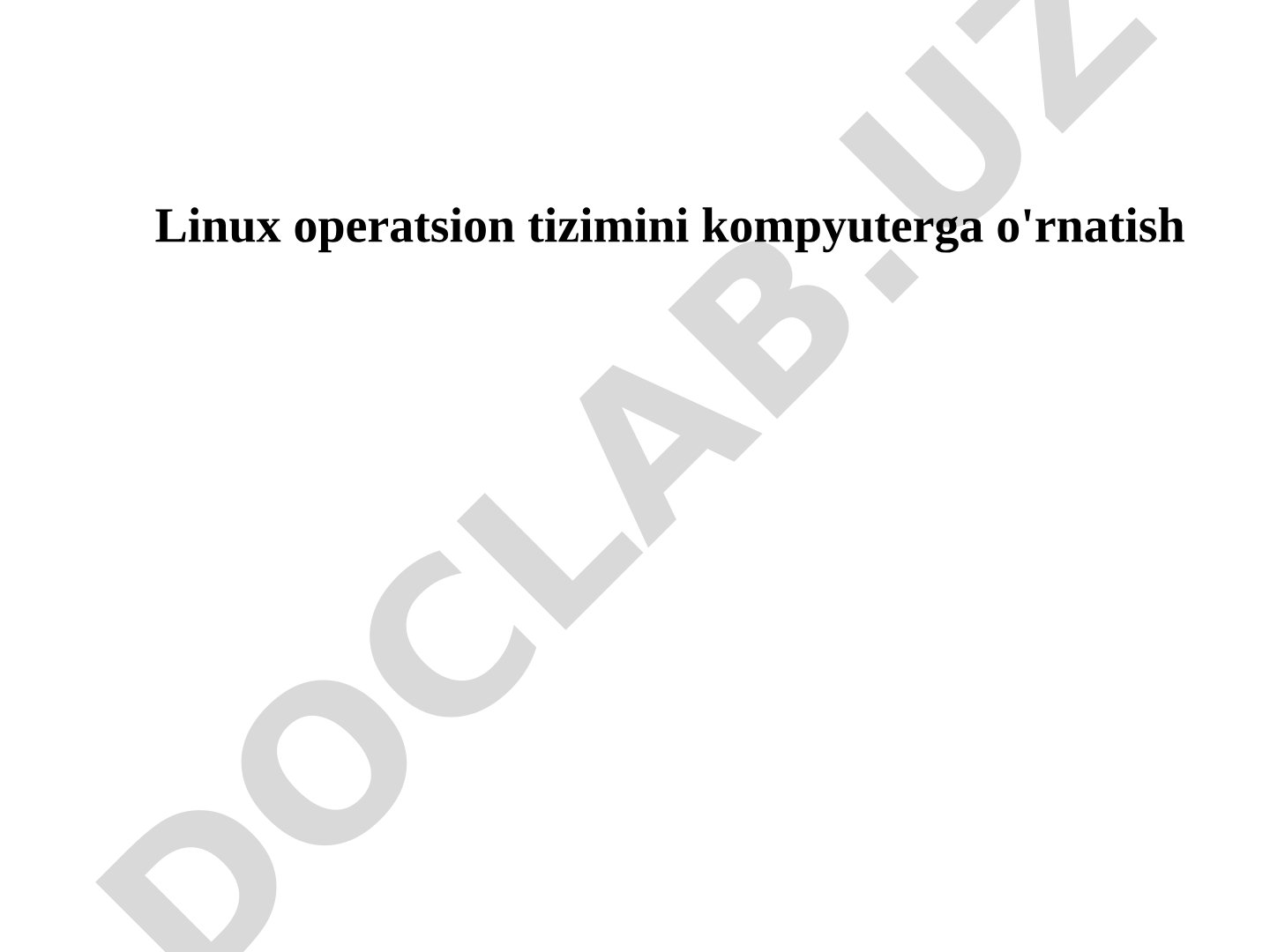 Linux operatsion tizimini kompyuterga o'rnatish
