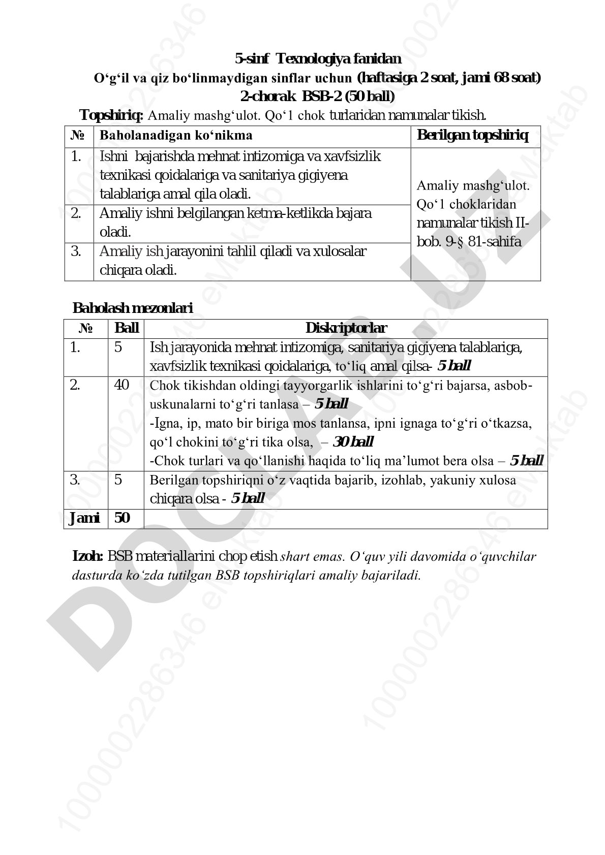 Qo‘l chok turlaridan namunalar tikish